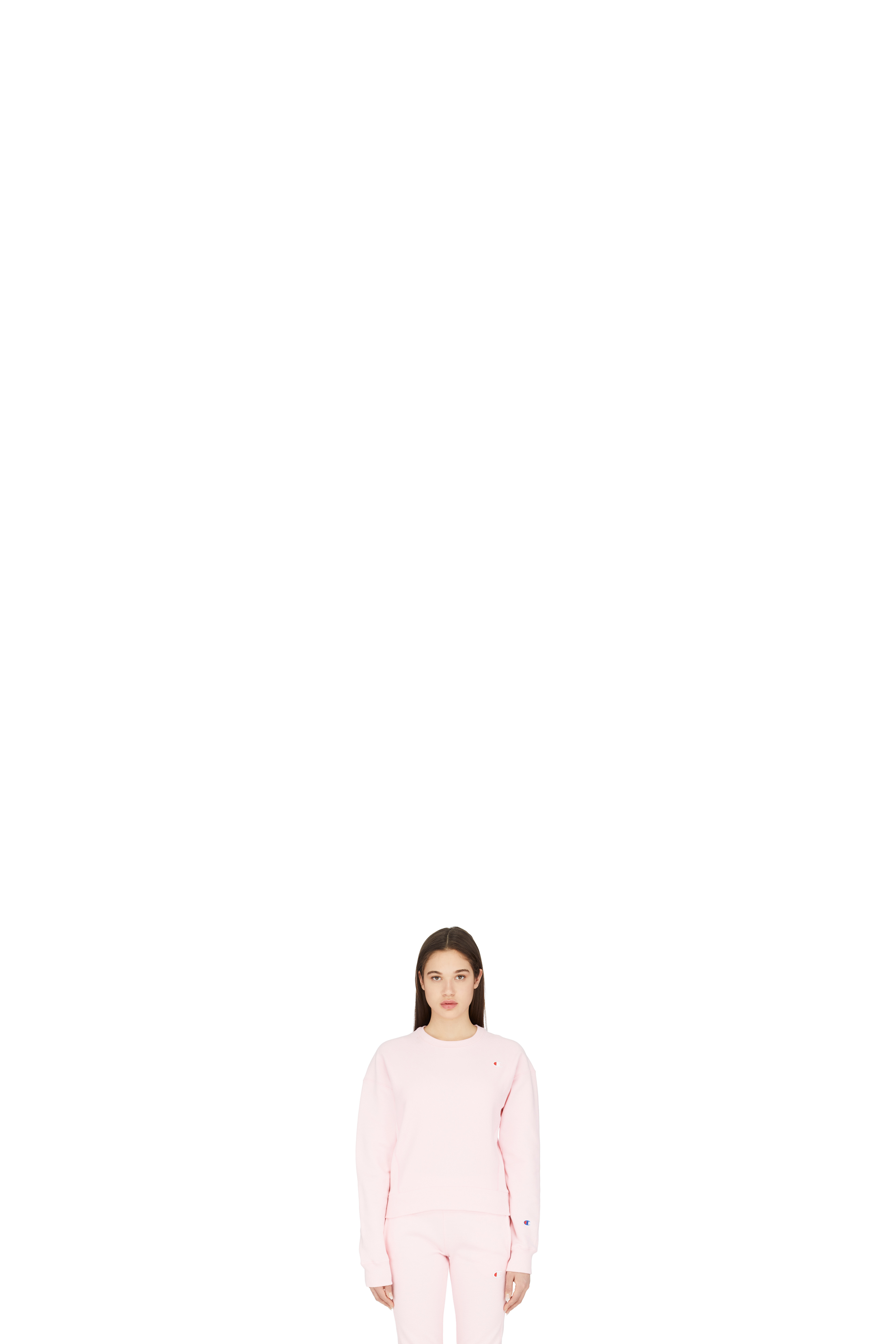 Pink Reverse Weave Crewneck Sweater
