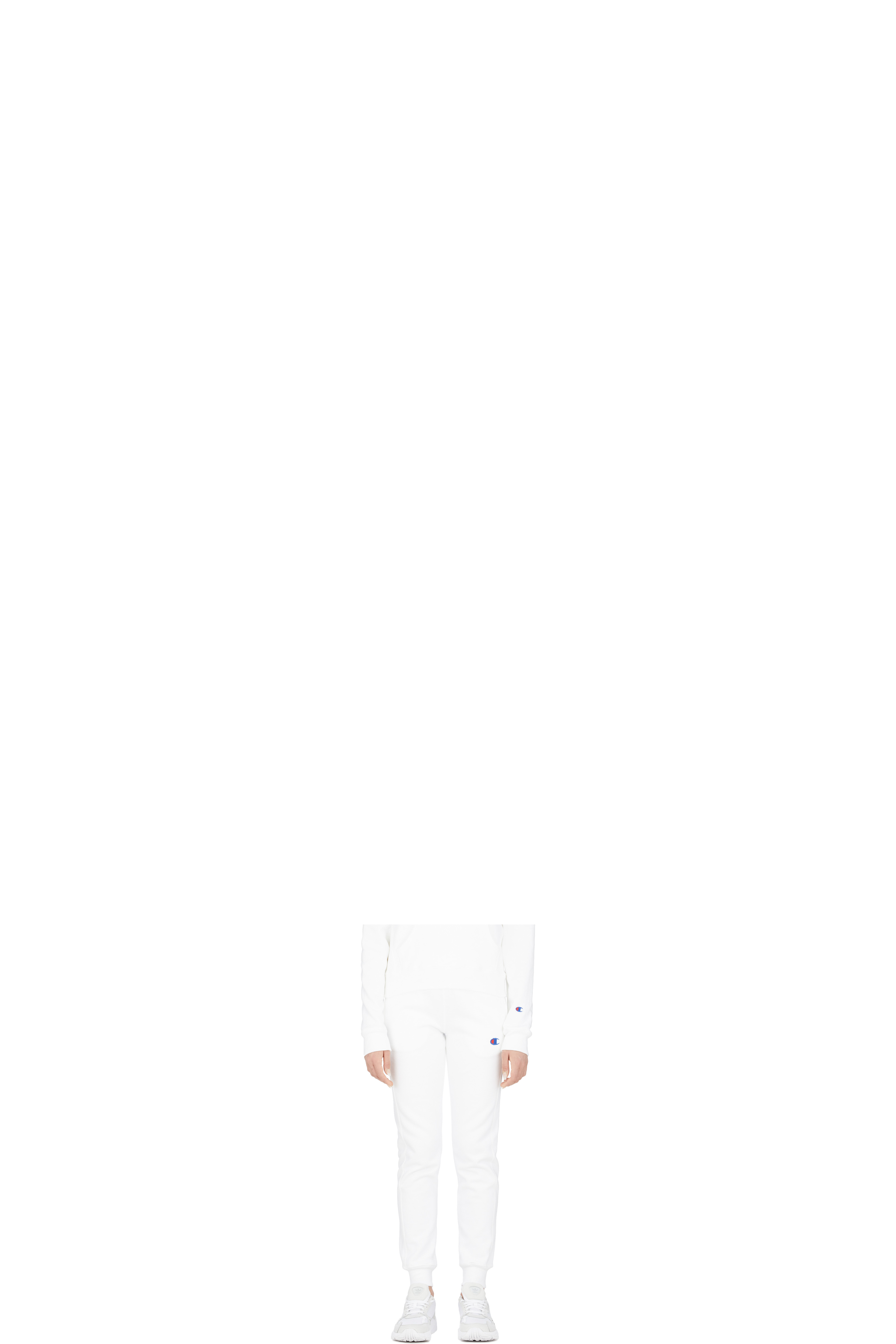 White Reverse Weave Jogger Pants