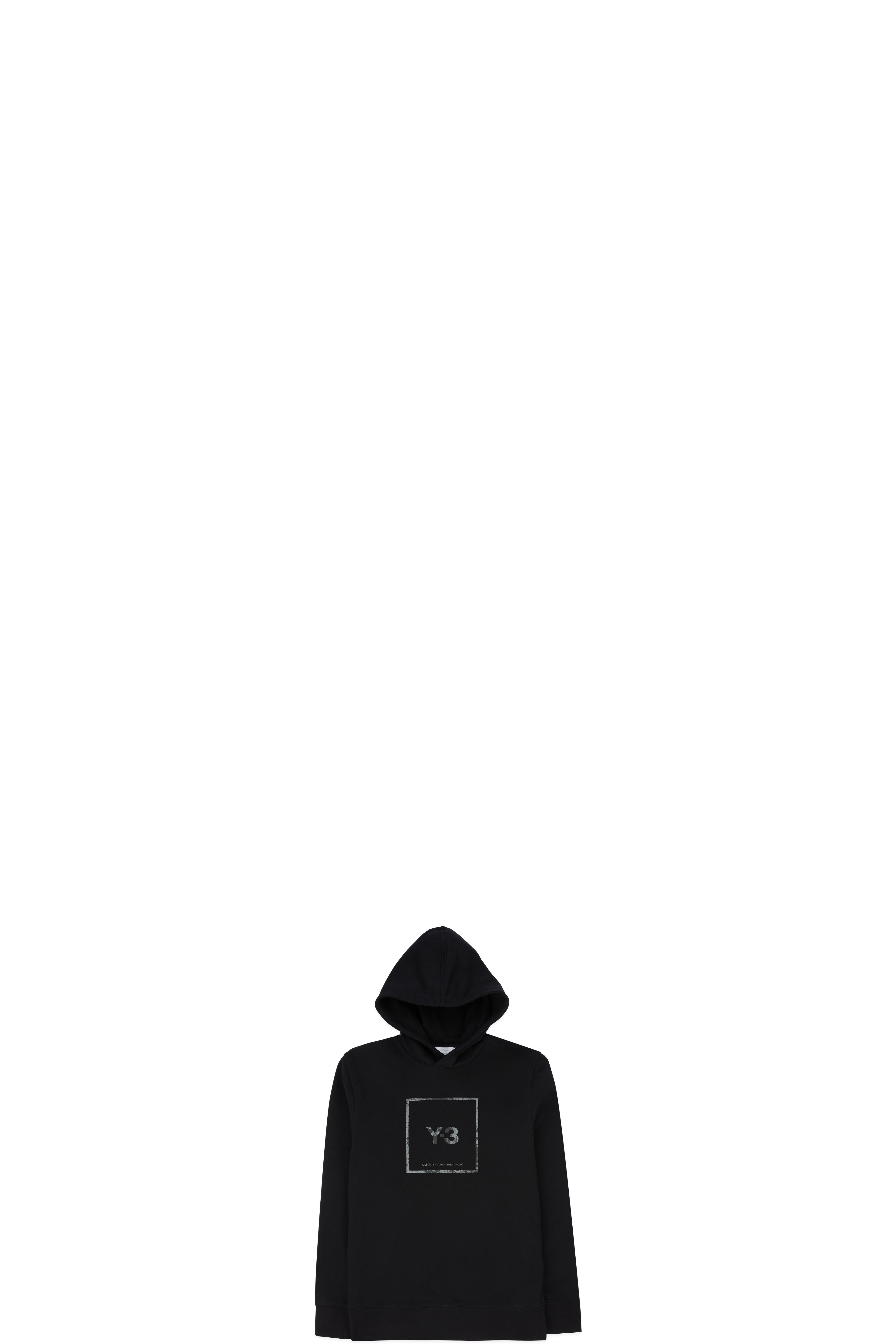 Black Square Label Graphic Hoodie