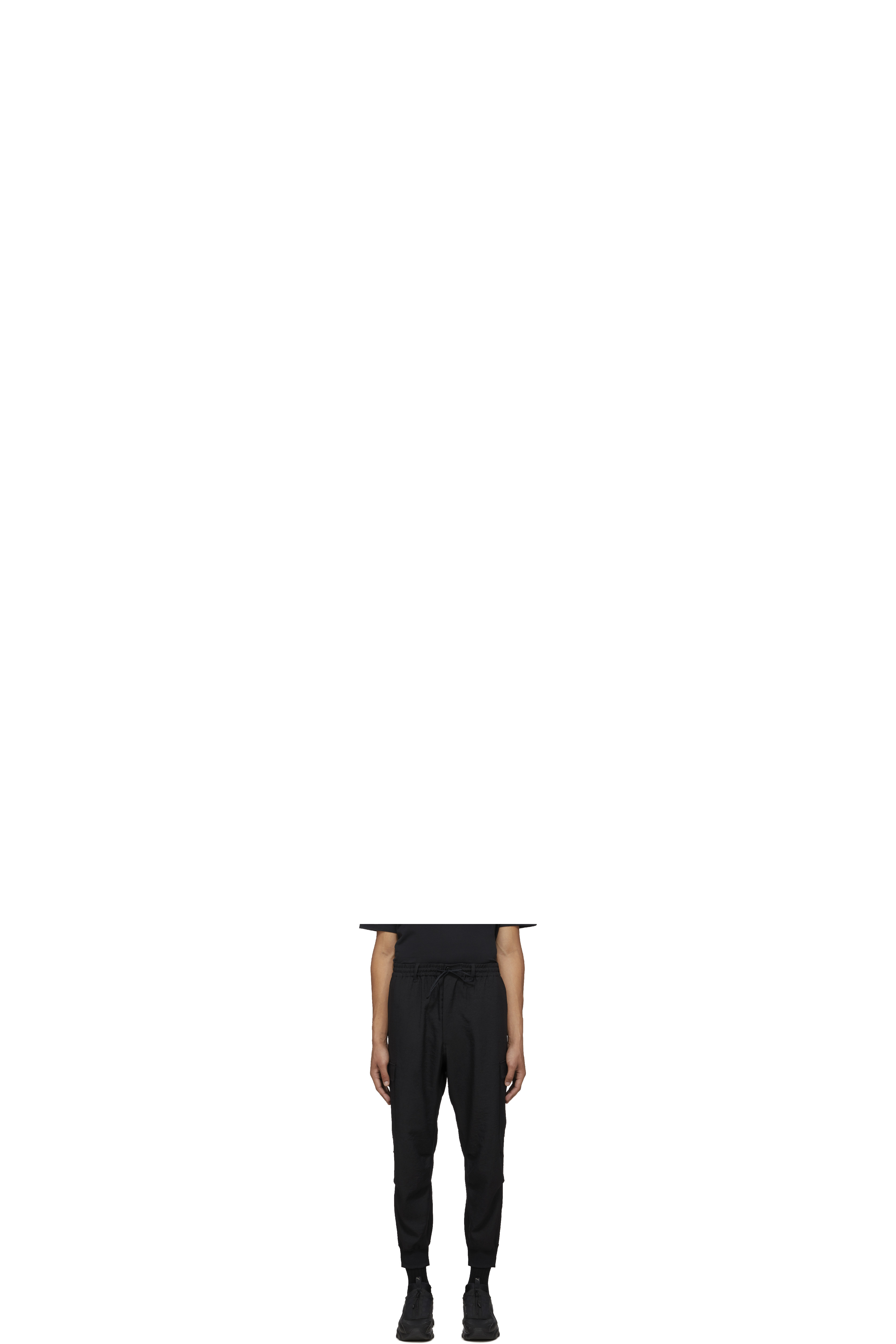Black Classic Sport Uniform Cuffed Cargo Pants