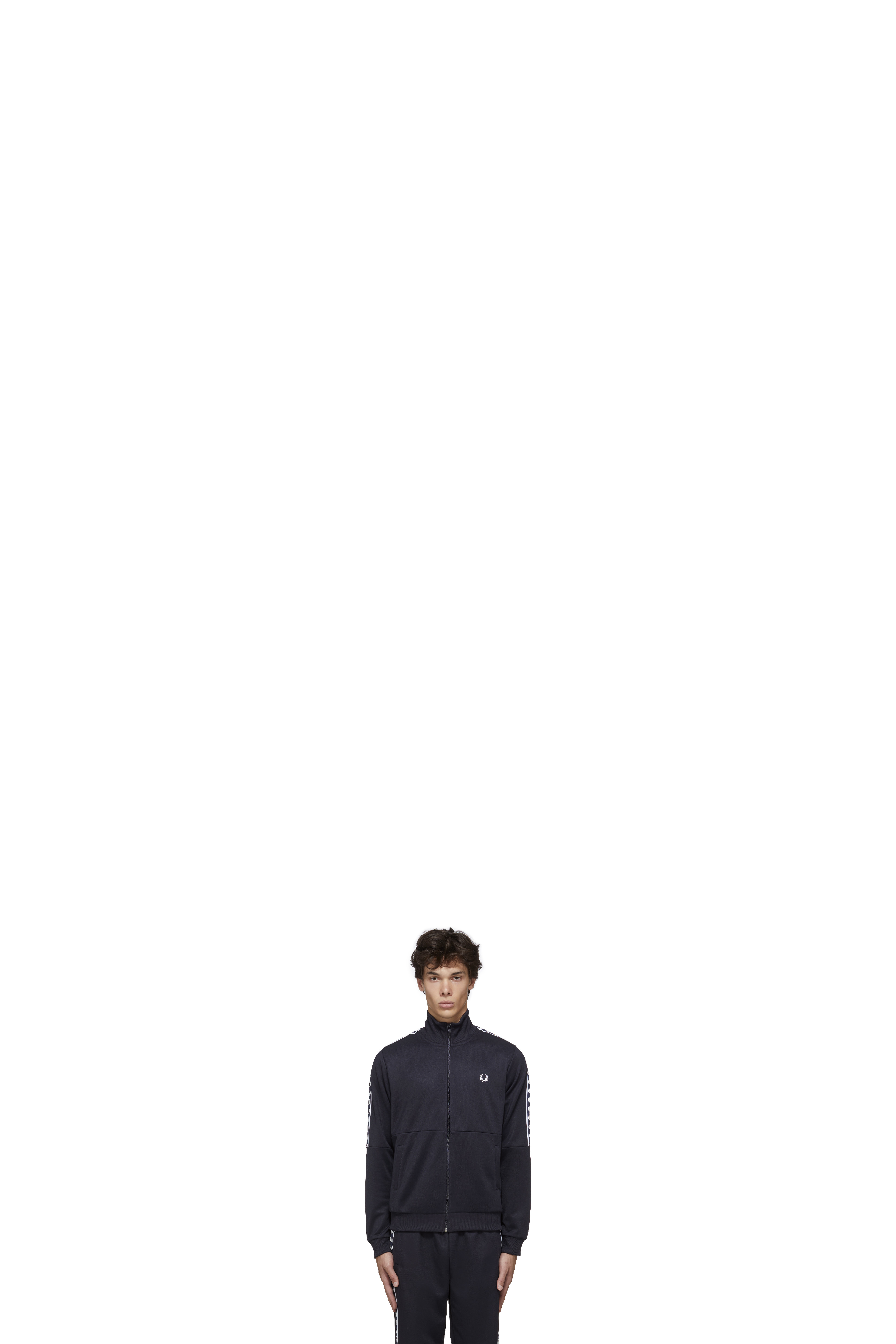 Veste de Survêtement à Empiècements et Bande Bleu