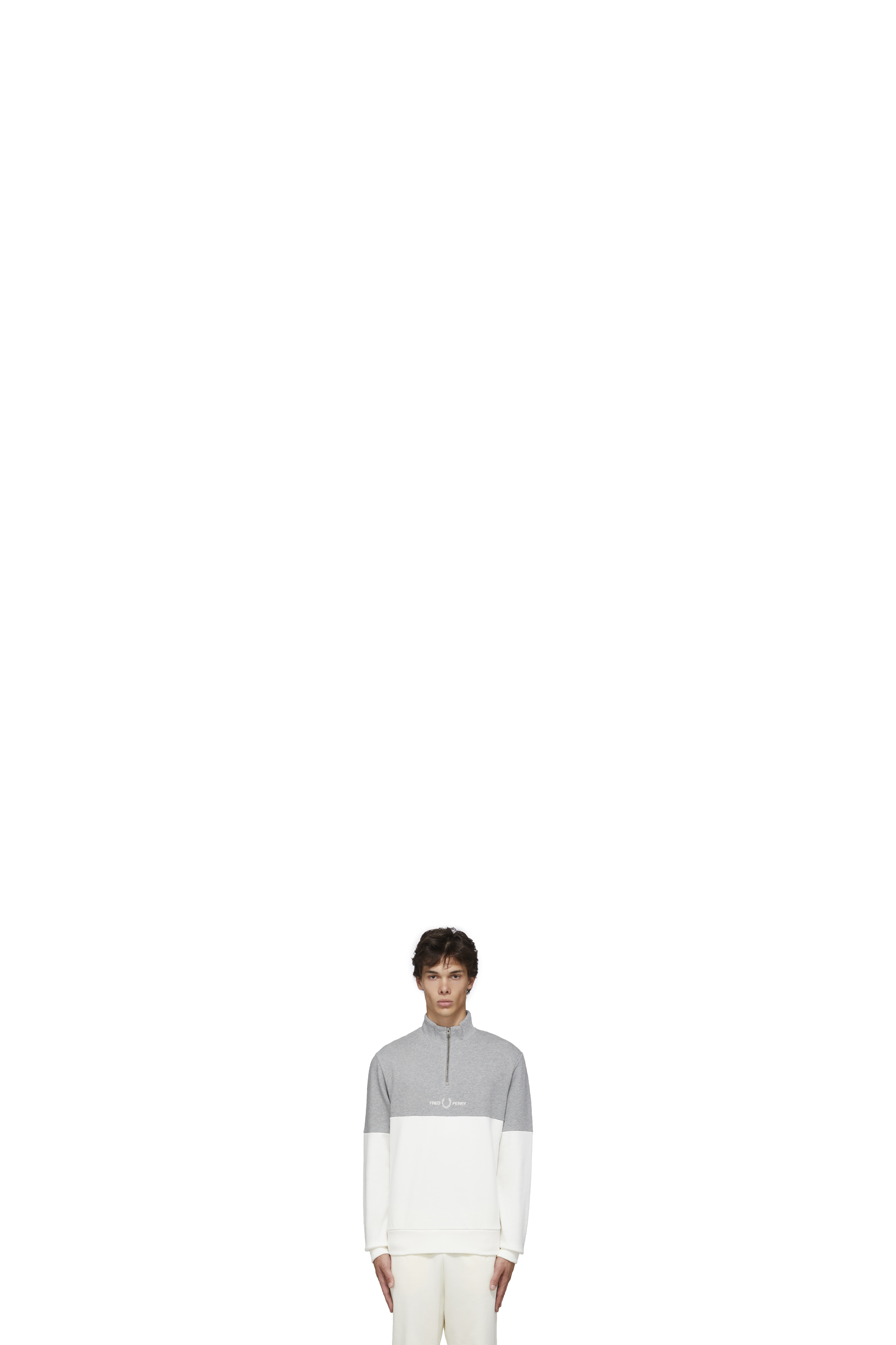 Pull Half Zip Color Block Blanc