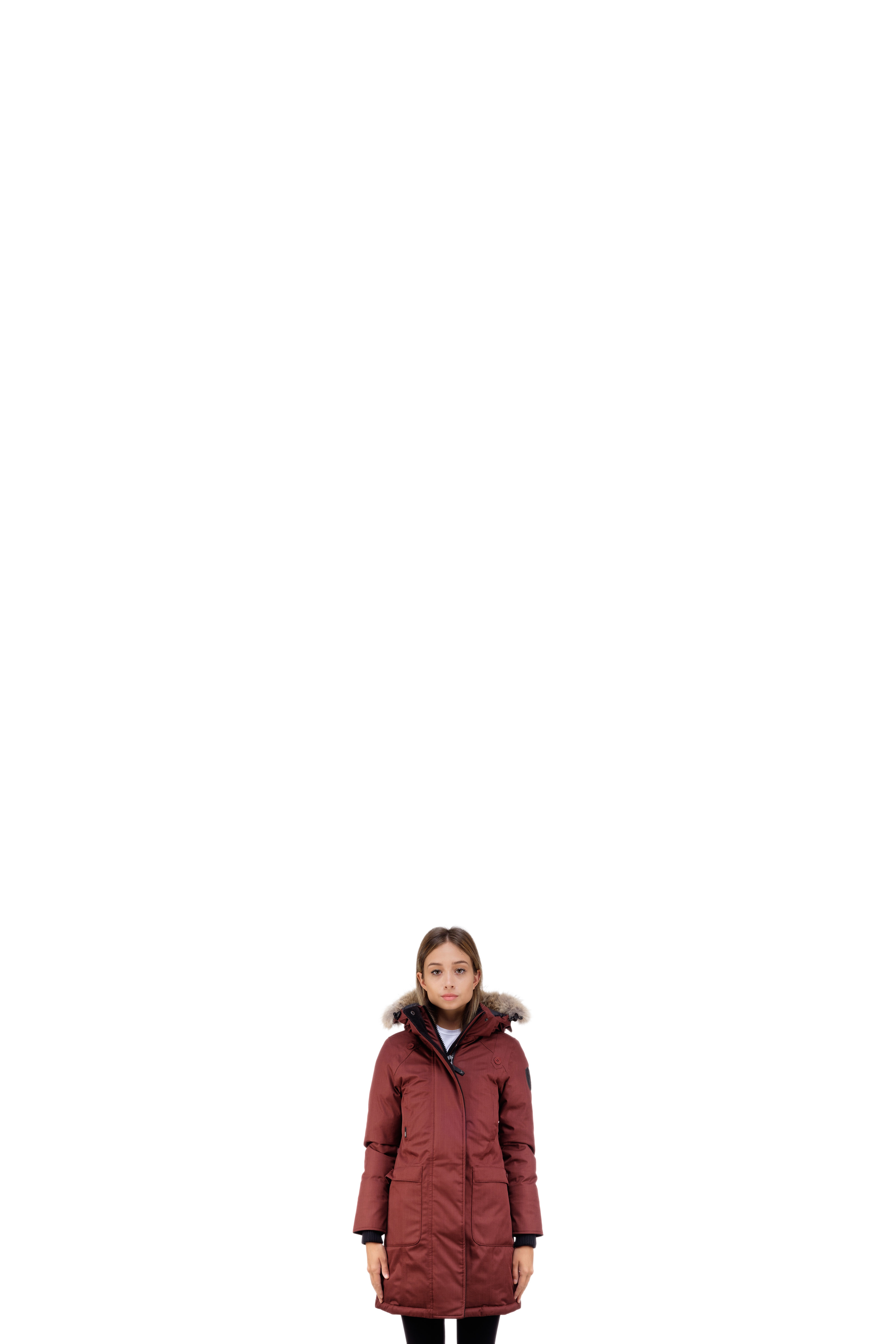 Parka Meredith Longue Encapuchonné Rouge