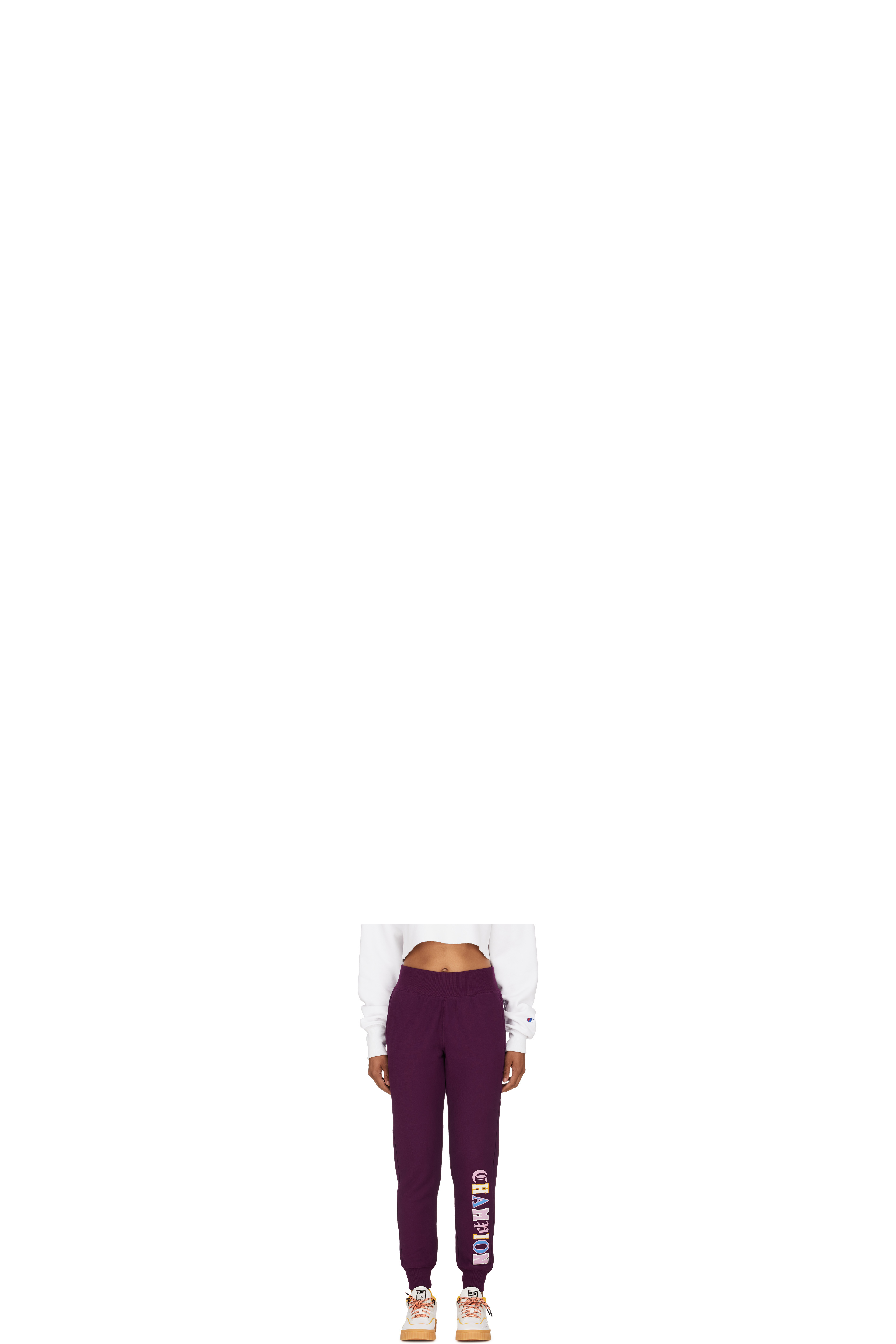Purple Reverse Weave Old English Jogger Pants