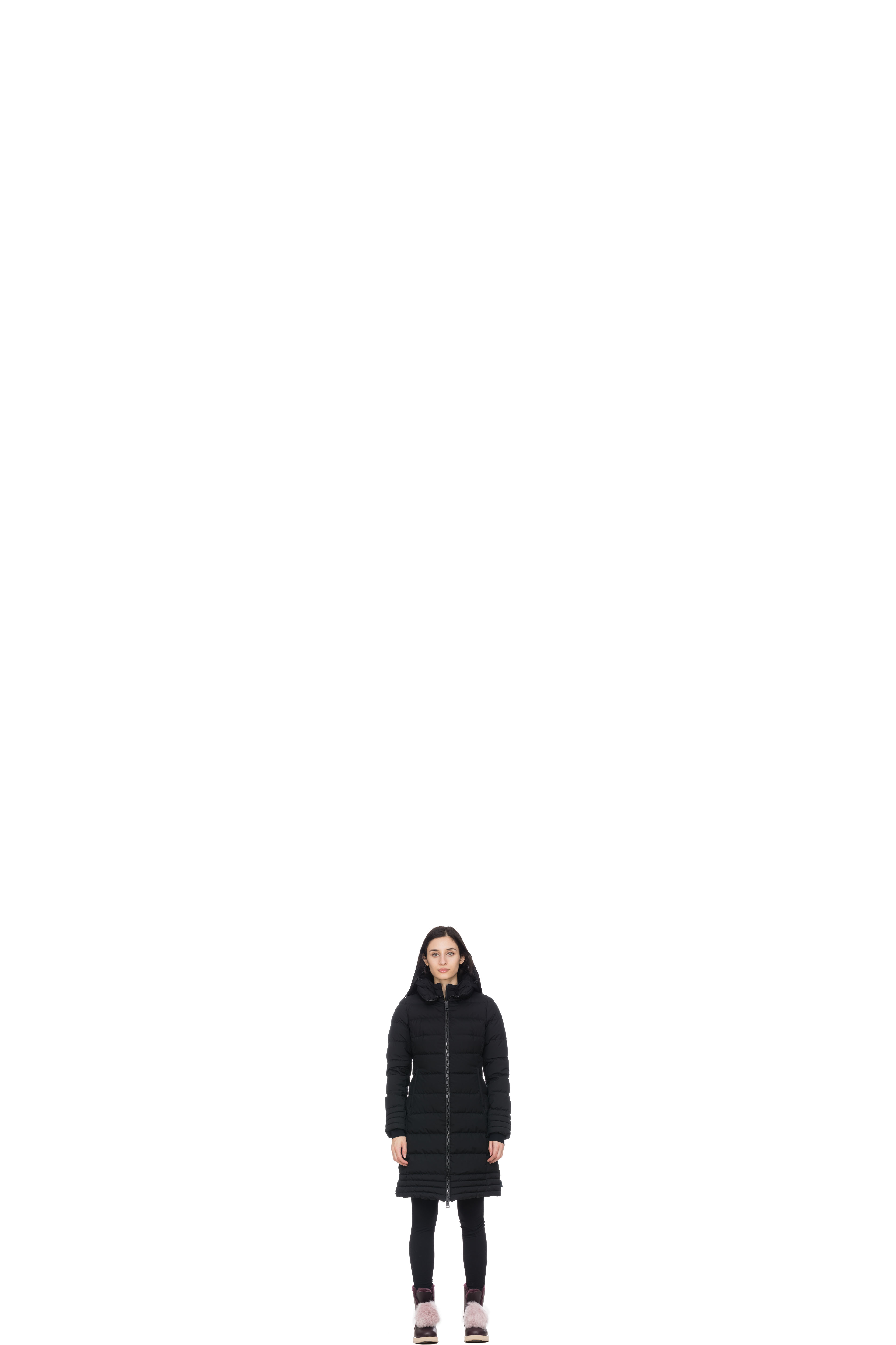 Parka Longue avec Capuche Amovible Noir