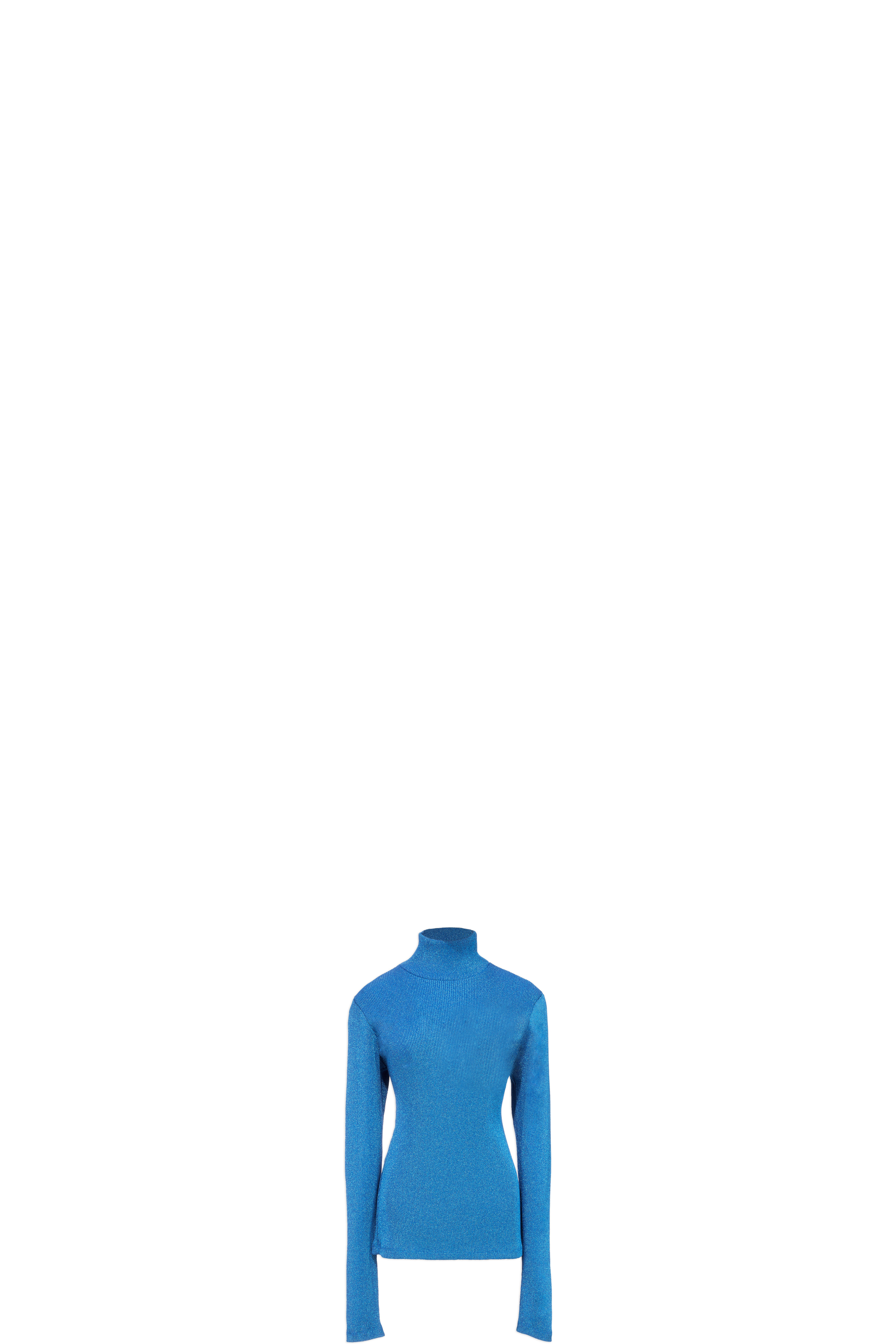 Blue Ribbed Polo Neck Top