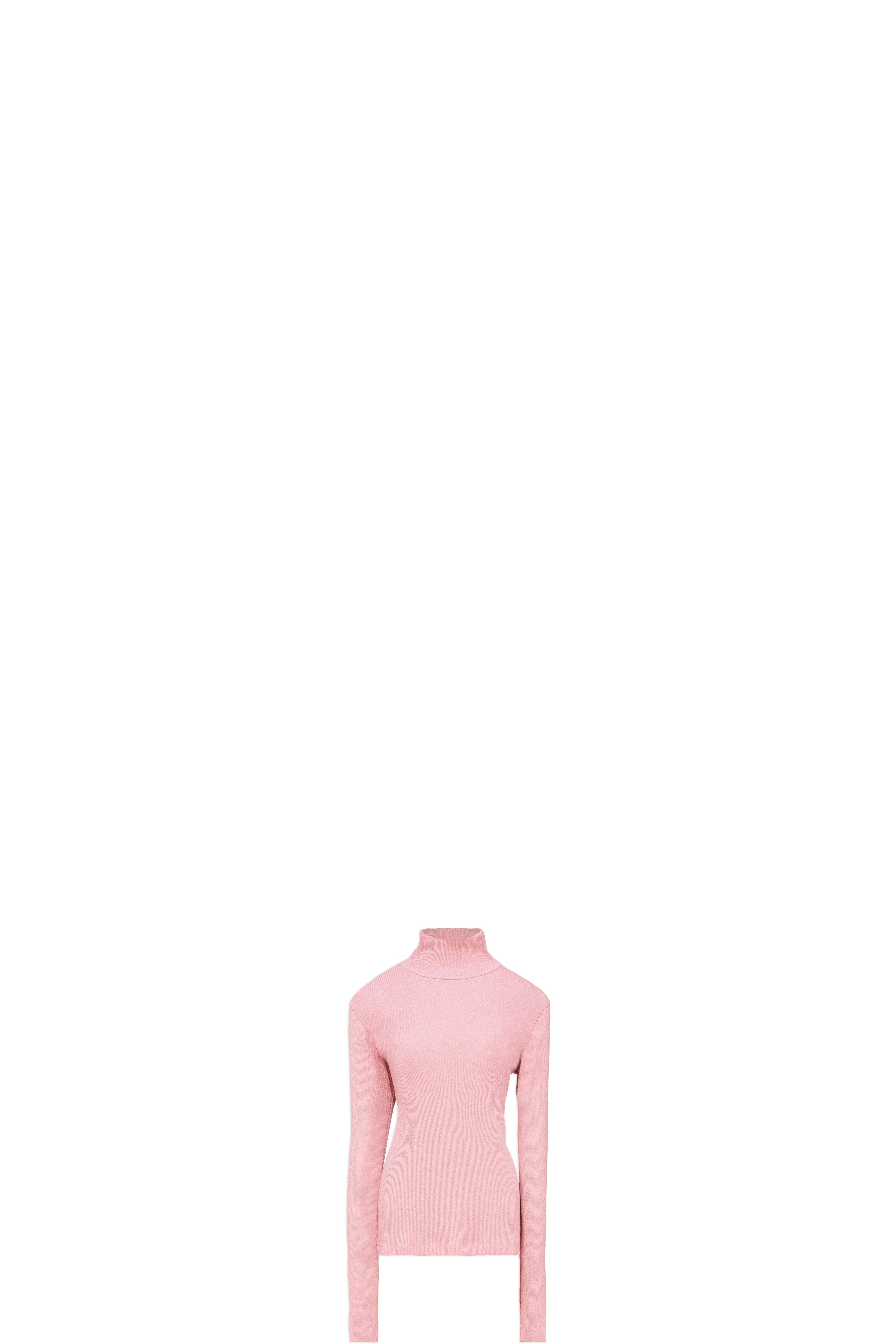 Col roulé côtelé Métallisé Rose