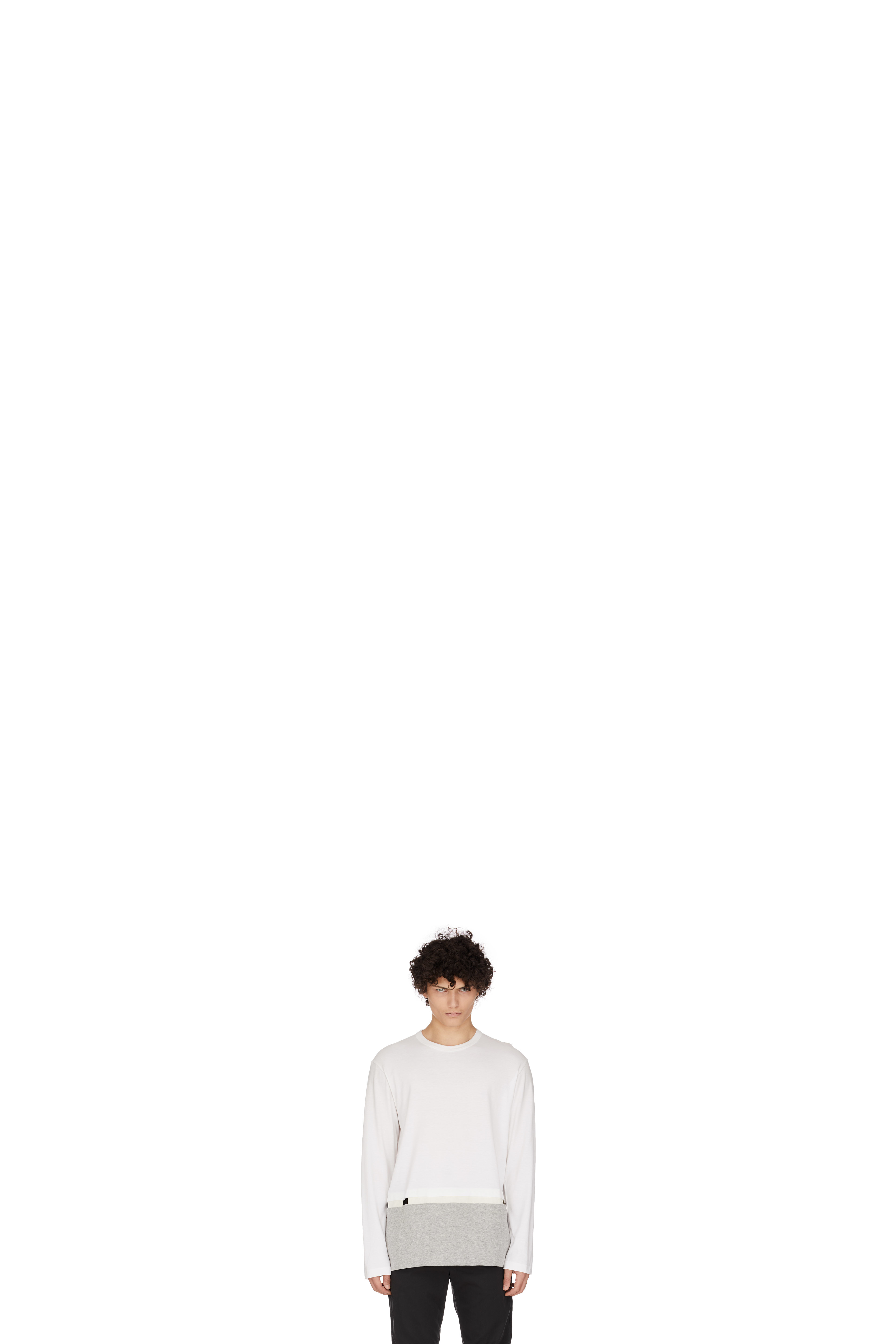 White Layered Cut-Out Crew Sweater