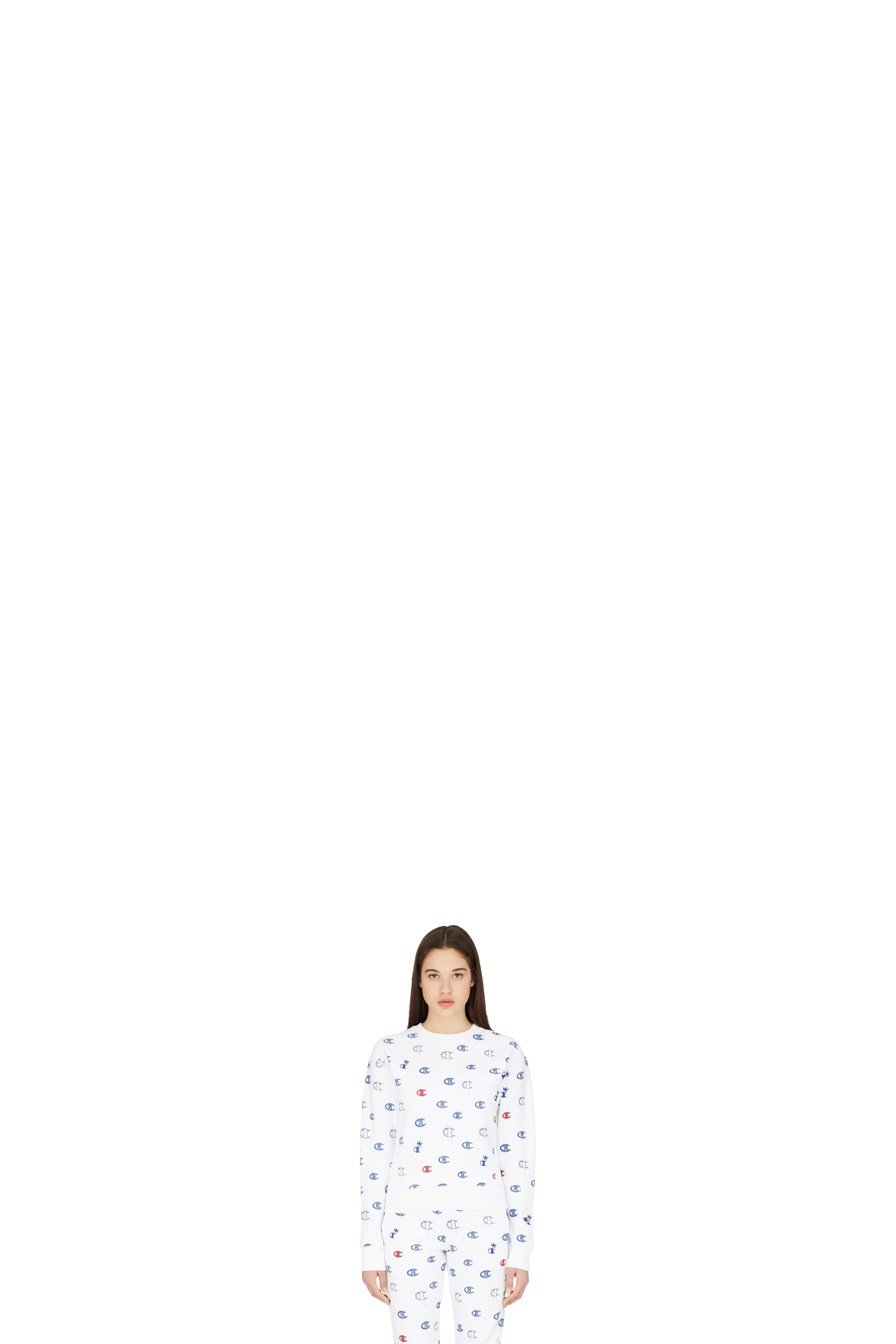 Reverse Weave Allover 'C' Logo Crew Neck Pullover Blanc