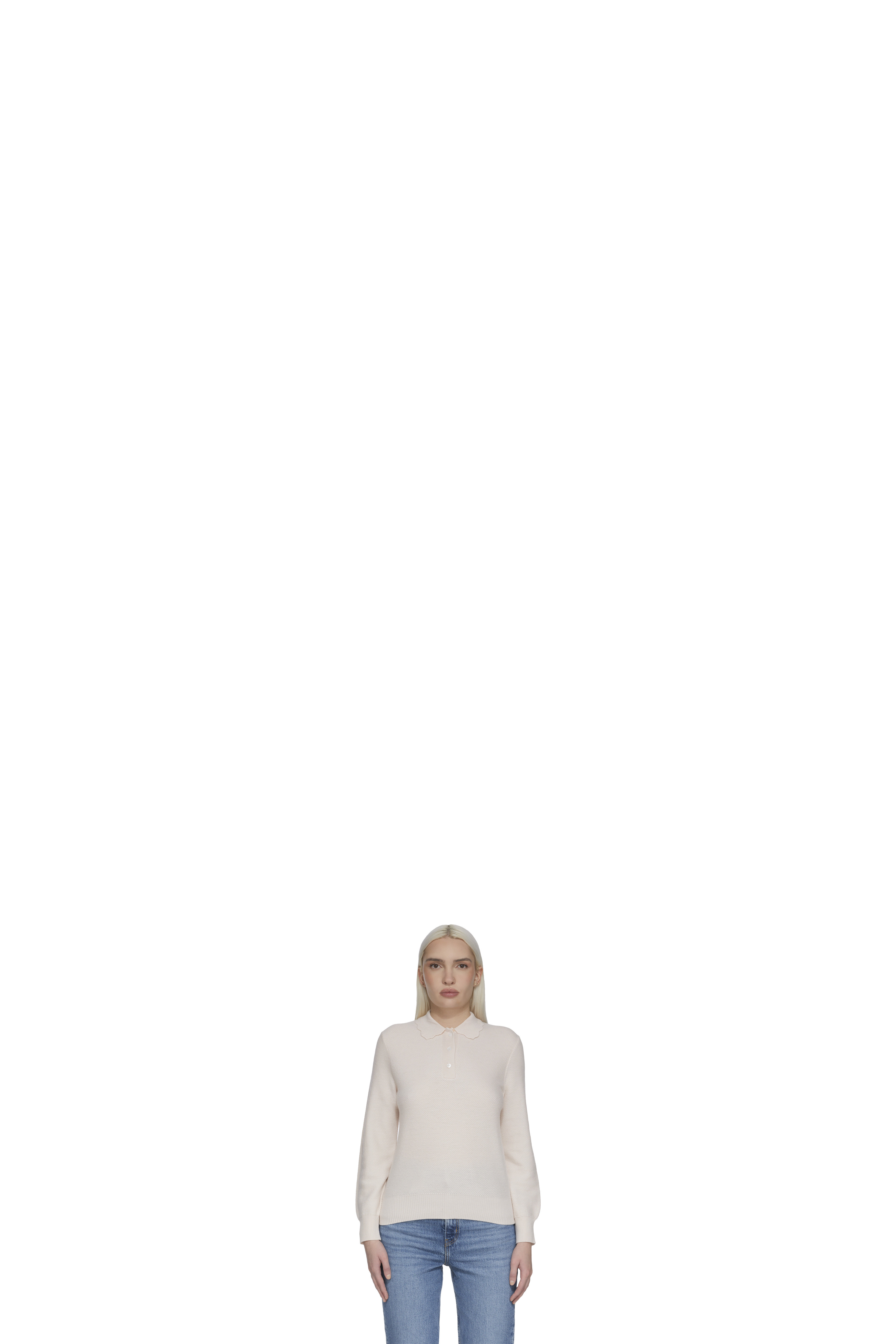 White Olivia Knit Polo Shirt