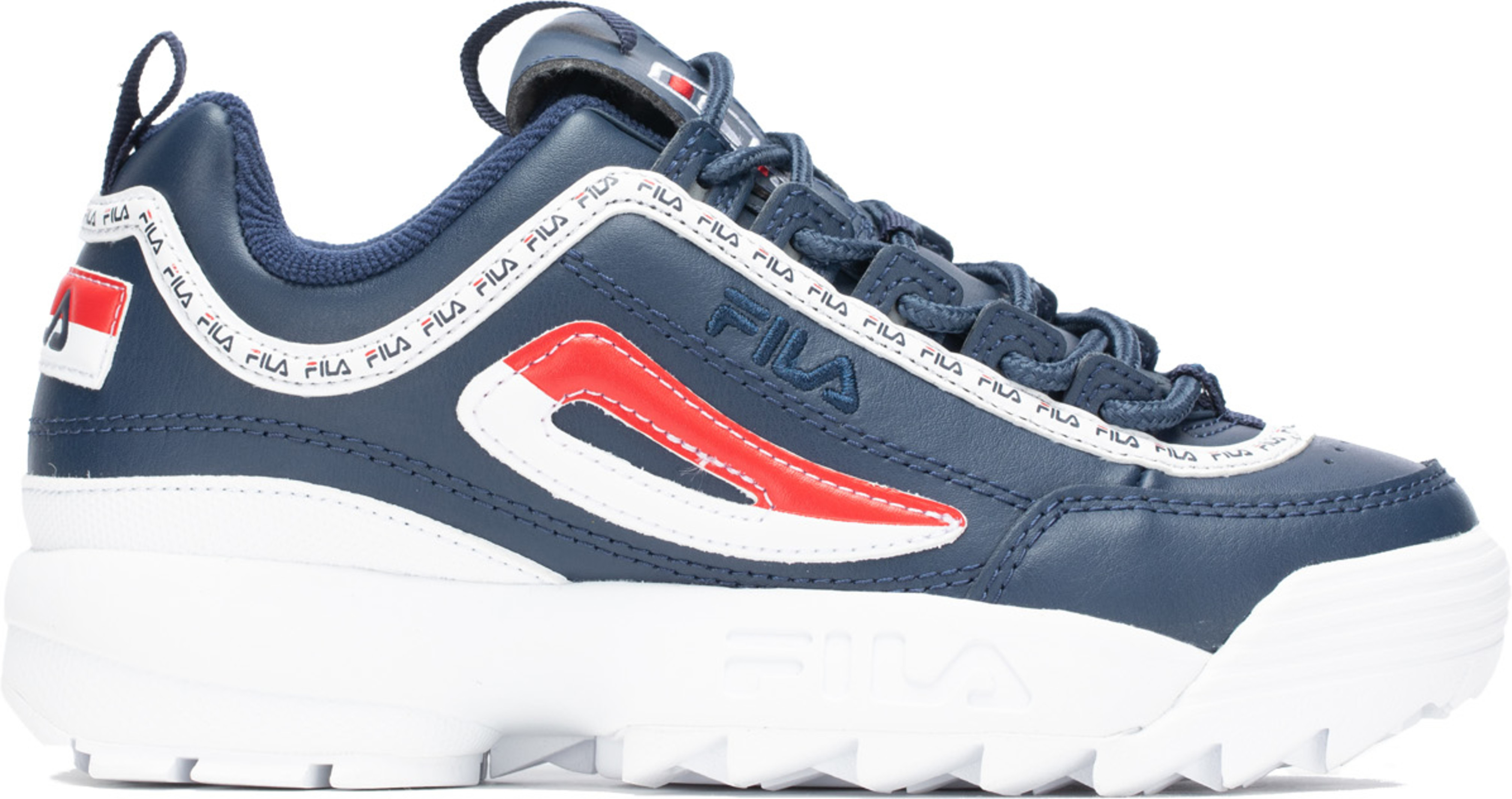 fila disruptor 2 premium repeat white navy red