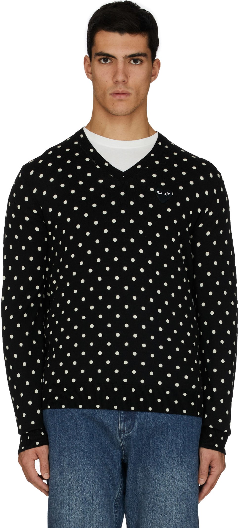 comme des garcons polka dot sweater