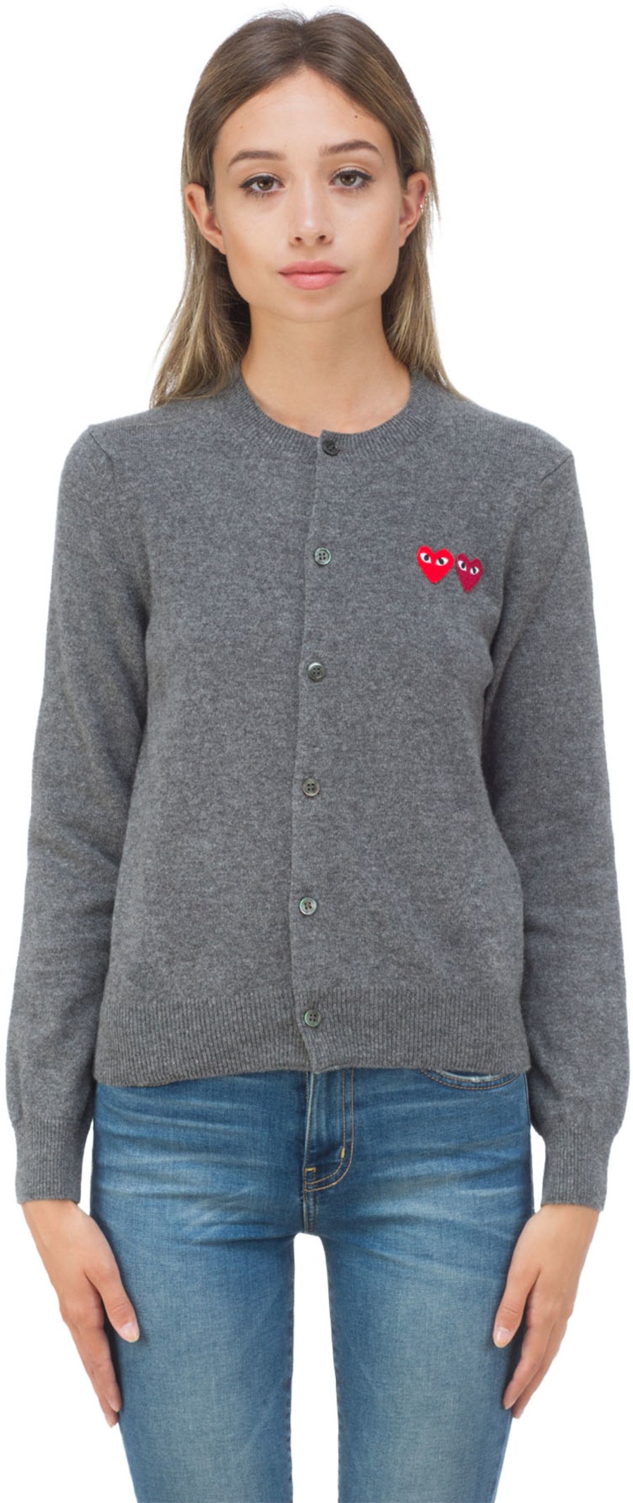 comme des garcons double heart cardigan