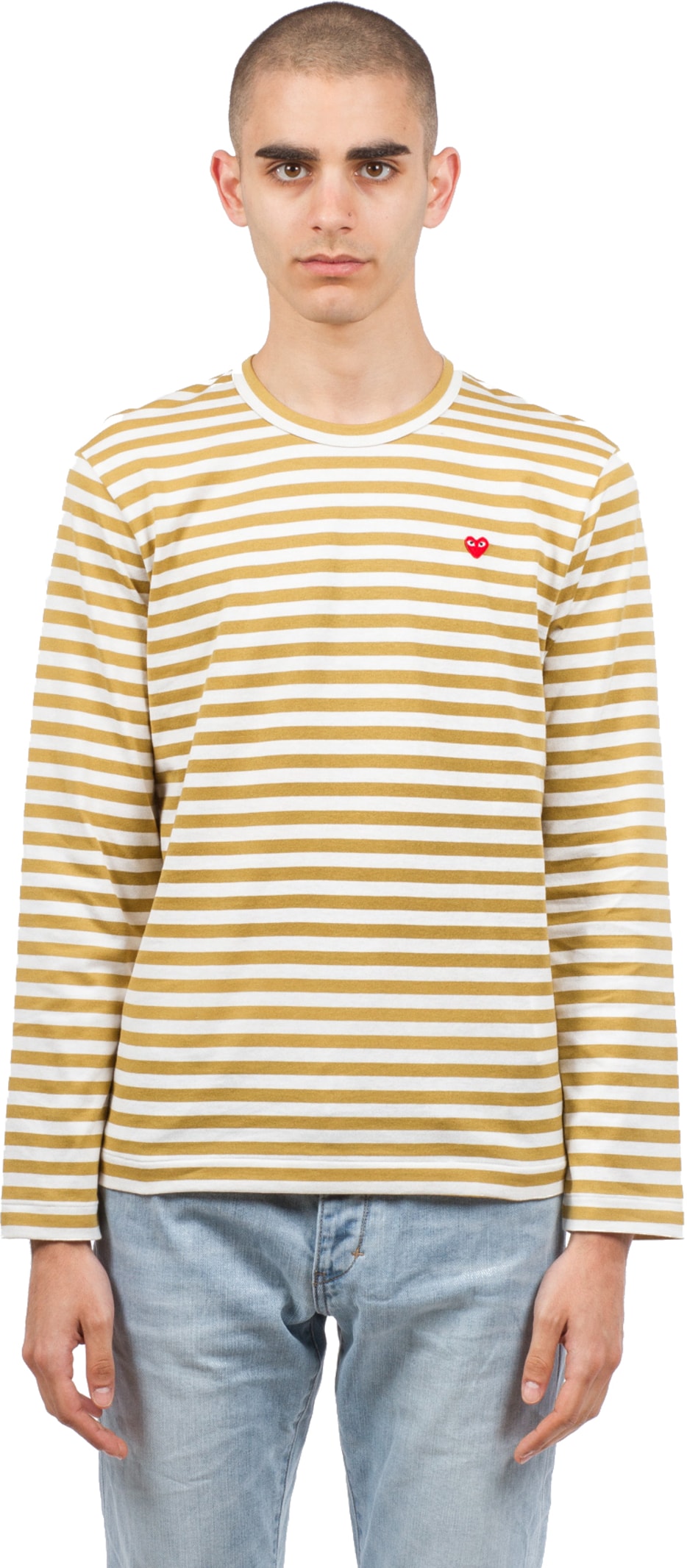 comme des garcons play little red heart long sleeve stripe tee
