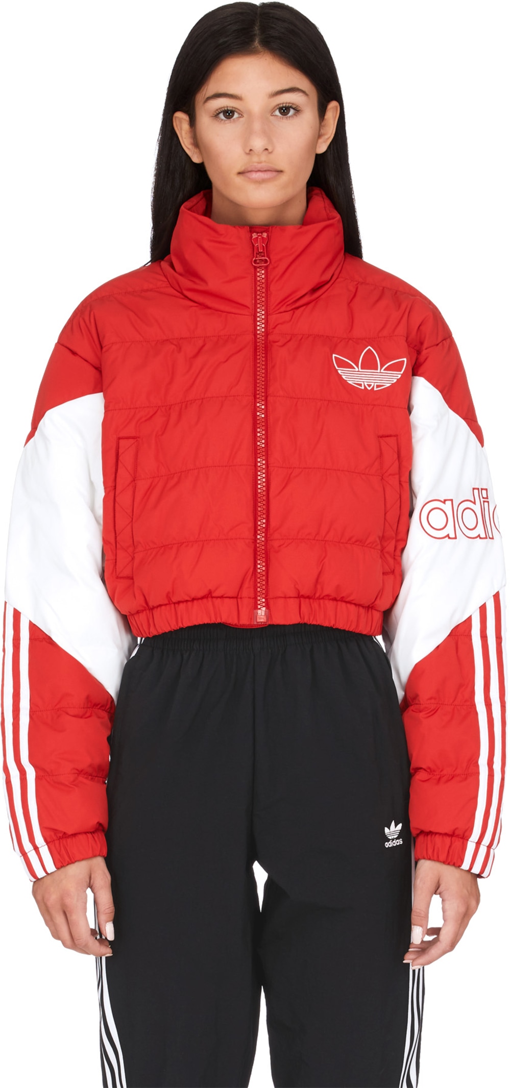 adidas cropped jacket red