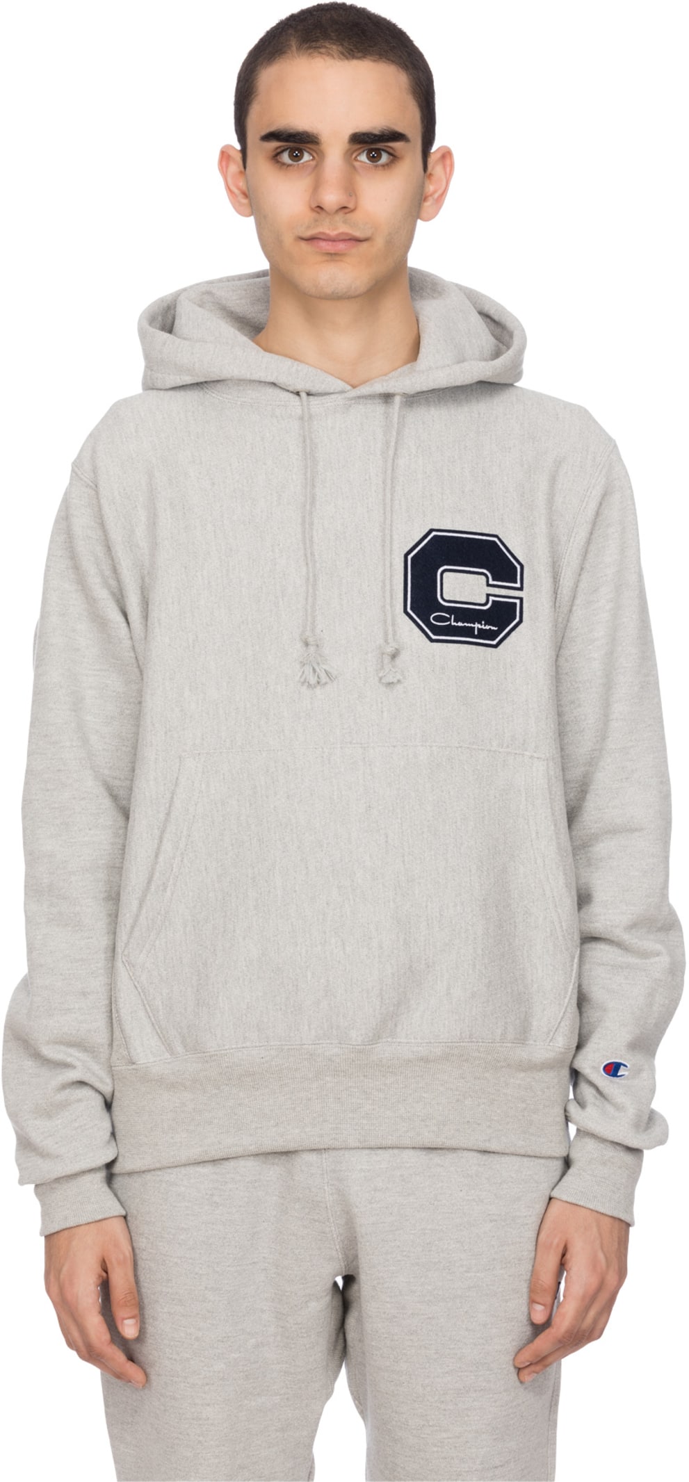 Champion Reverse Weave C Logo Hoodie Oxford Grey Influenceu