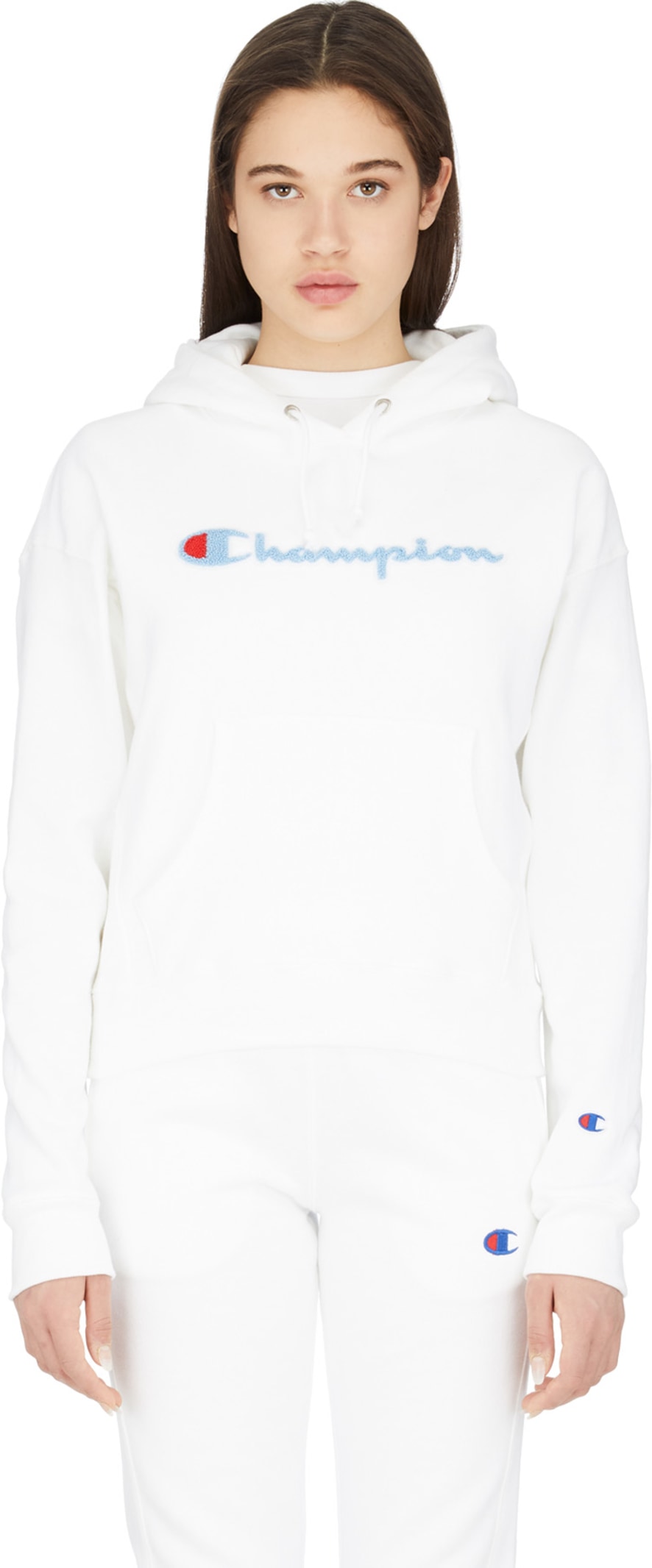 champion reverse weave chenille script pullover hoodie