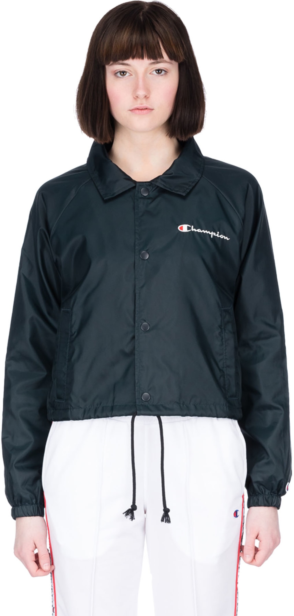 champion crop black coaches jacket