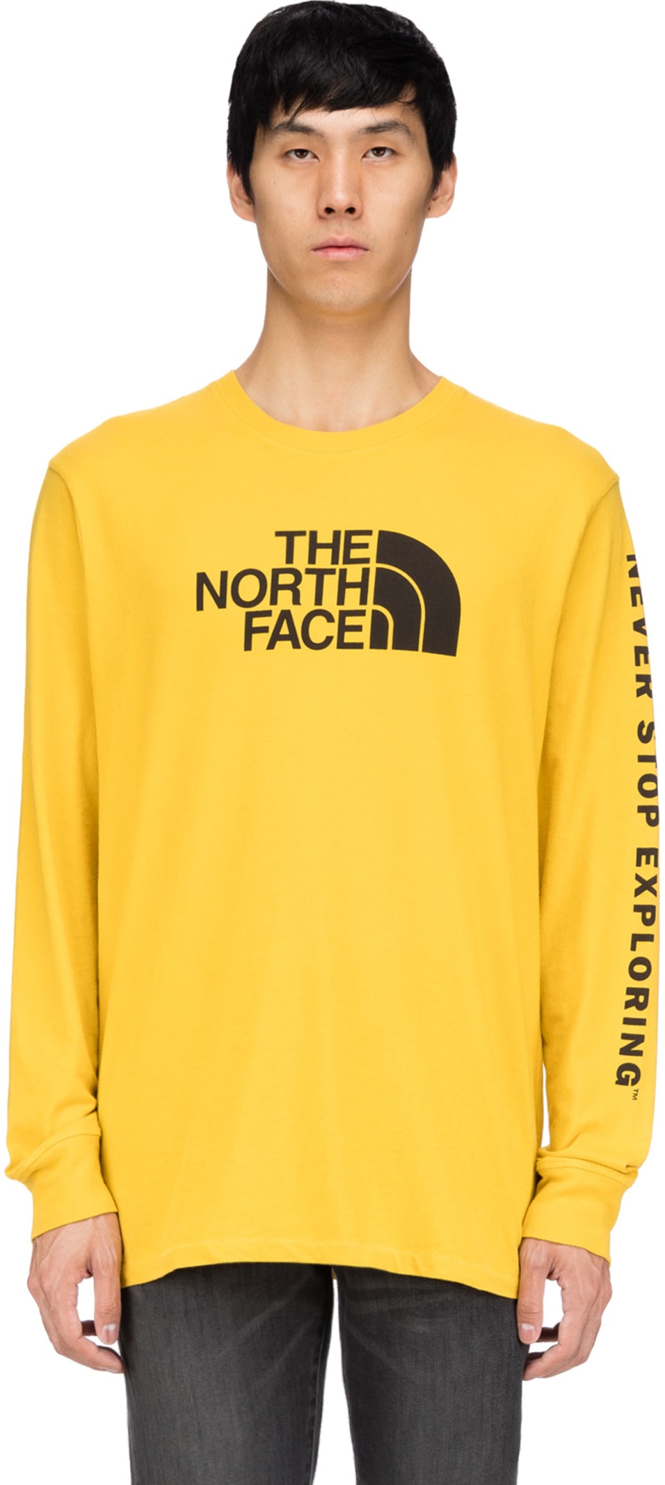 yellow north face long sleeve