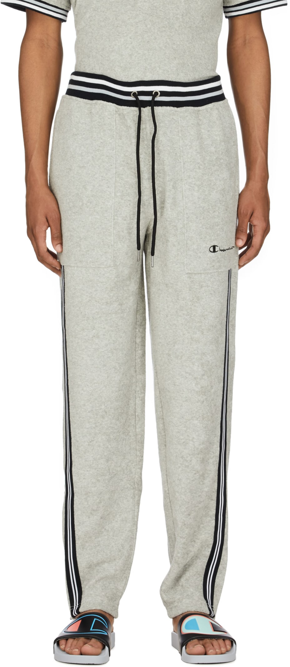 Champion Terry Cloth Warm Up Pants Oxford Grey Influenceu