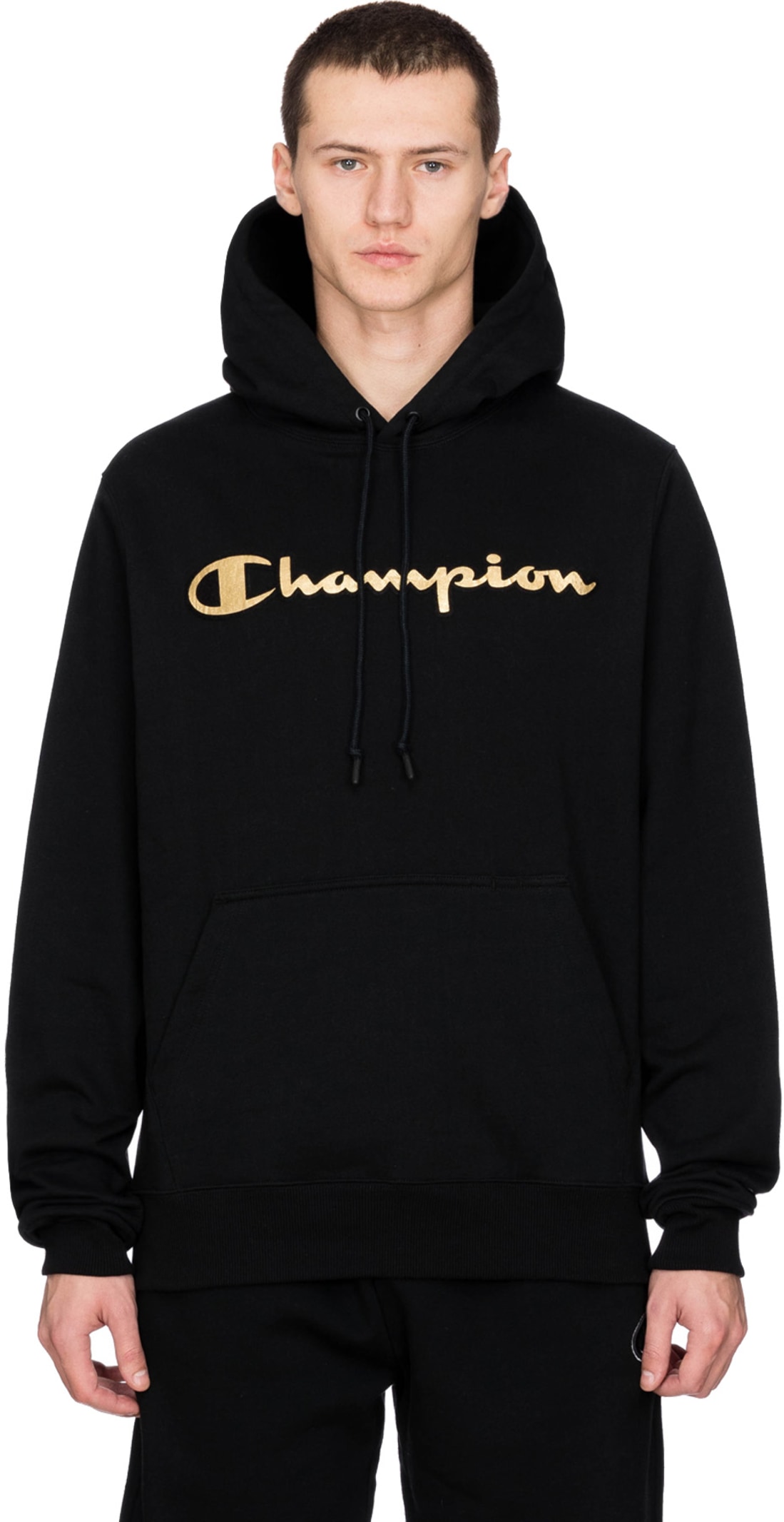 champion hoodie black gold