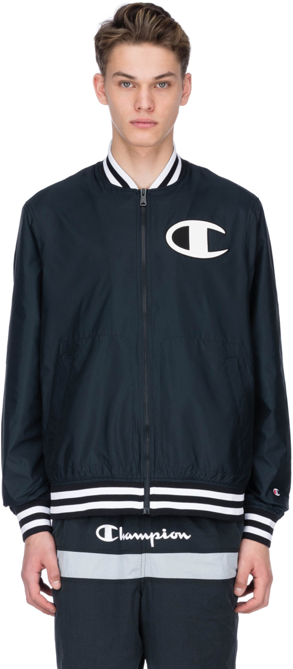 Champion satin shop zip baseball jacket