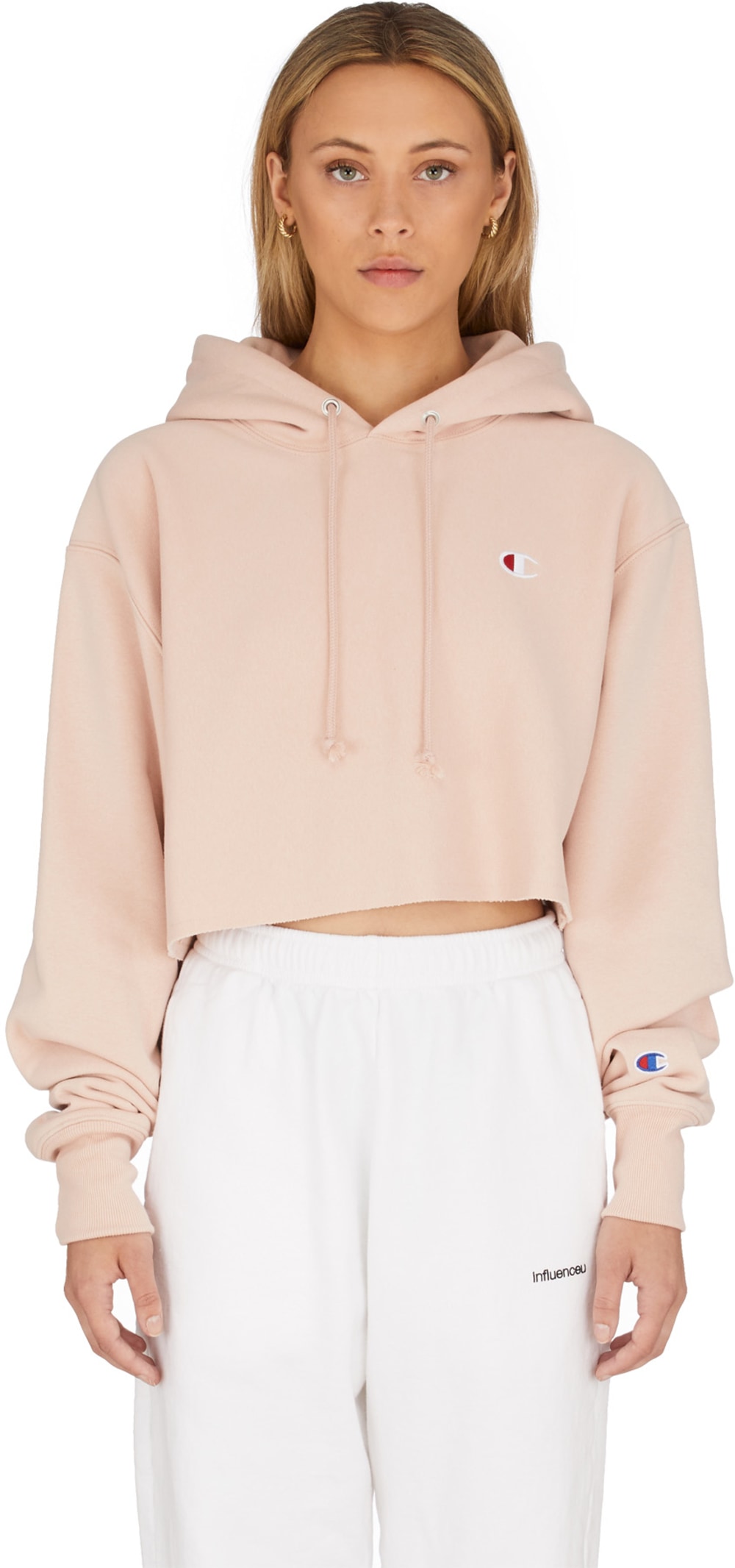cropped pink champion hoodie
