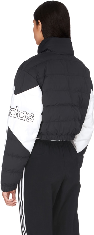adidas Originals: Cropped Puffer Jacket - Black/White | influenceu