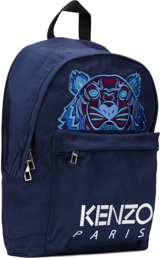 Kenzo: Large Tiger Canvas Backpack - Navy Blue | influenceu