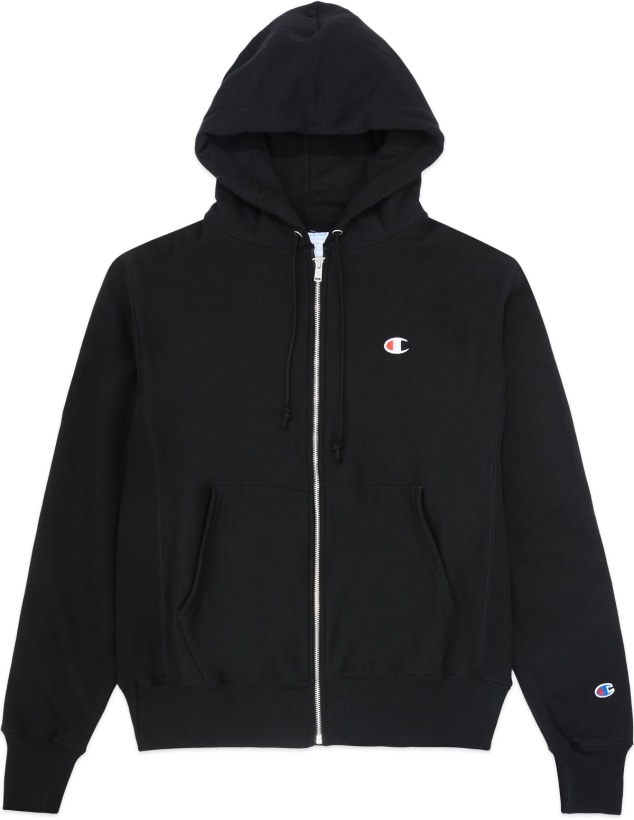 Champion: Reverse Weave Zip up Hoodie - Black | influenceu