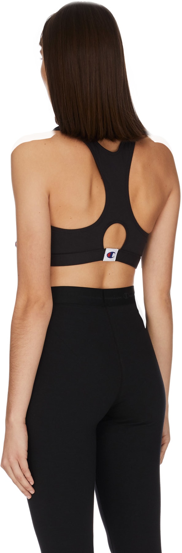 Champion: Noir Brassière de Sport Redessinée Logo Script Noir - 3