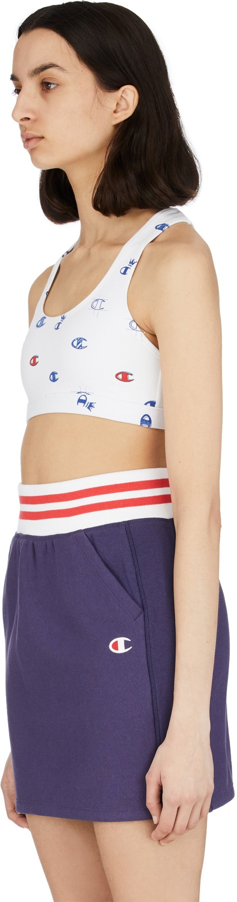 Champion: White Allover C Print Sport Bra - 2