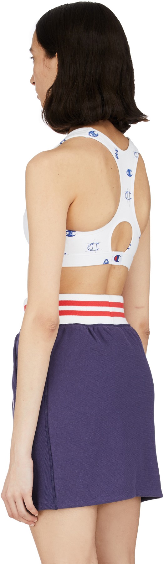 Champion: White Allover C Print Sport Bra - 3
