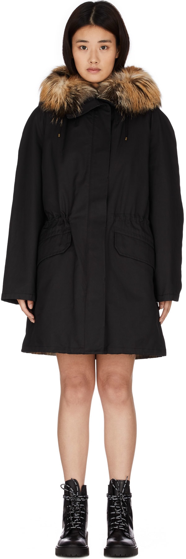 Yves Salomon: Black Double Garment Long Parka - 1