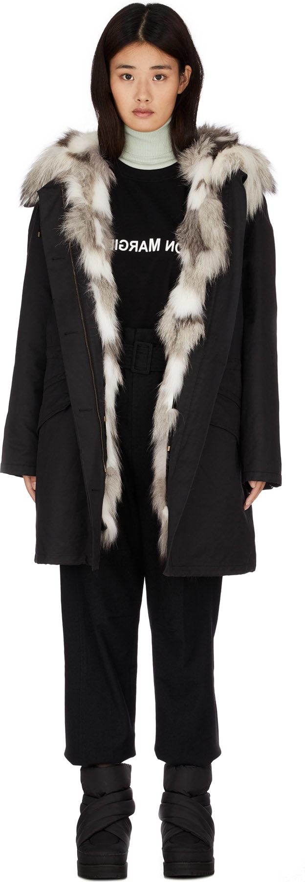 Yves Salomon: Black Double Garment Long Parka - 3