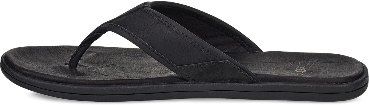 UGG: Black Seaside Leather Flip Flop - 2