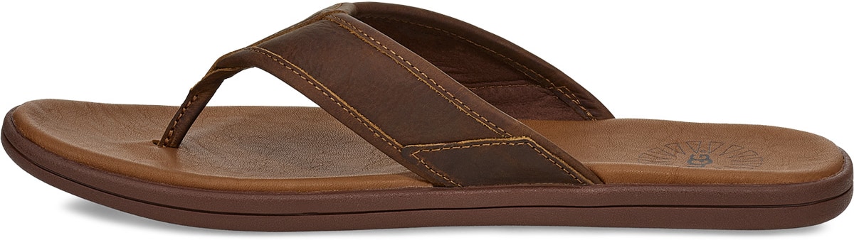 UGG: Brown Seaside Leather Flip Flop - 2