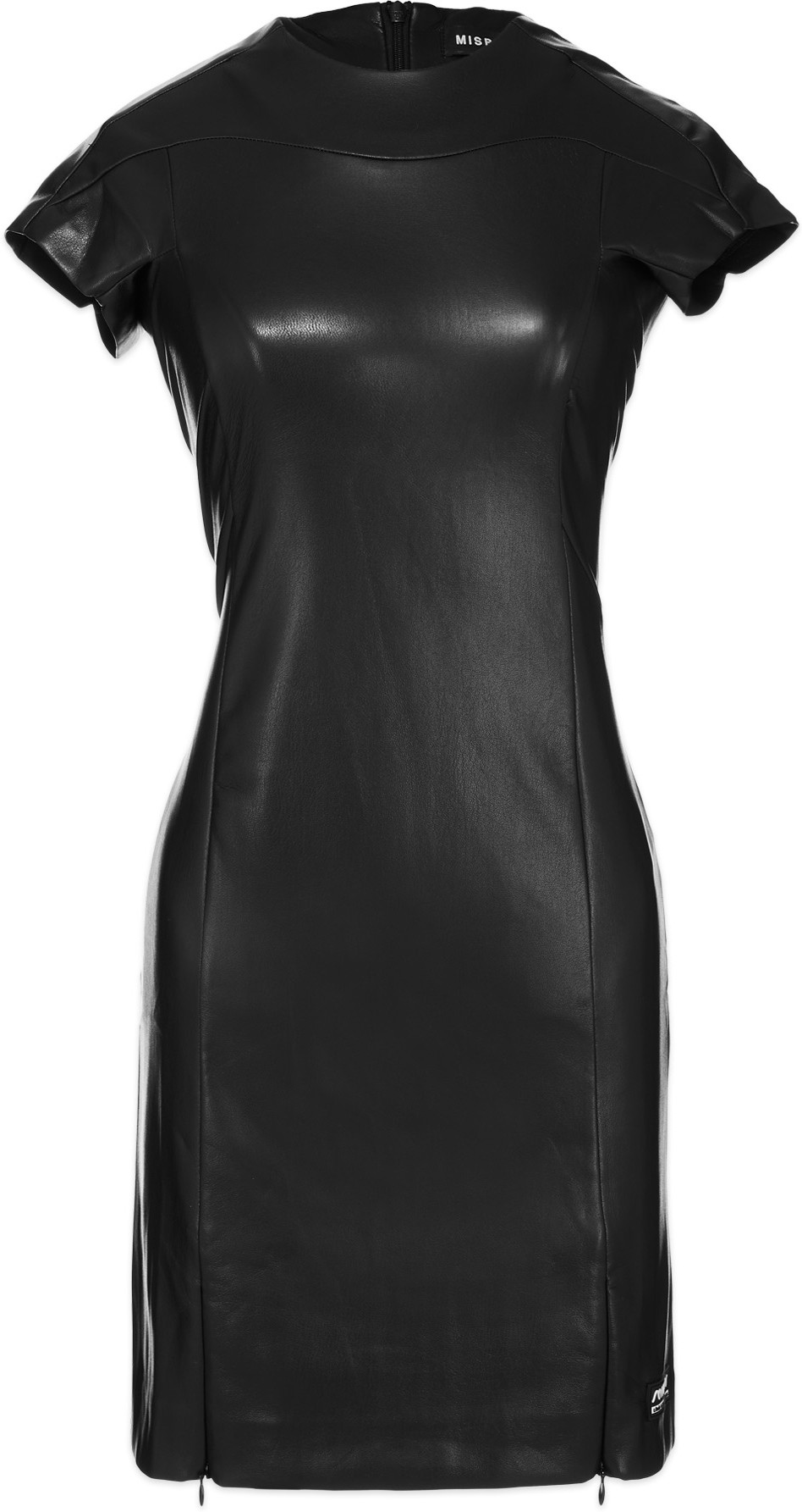 MISBHV: Black Vegan Leather Mini Dress - 1
