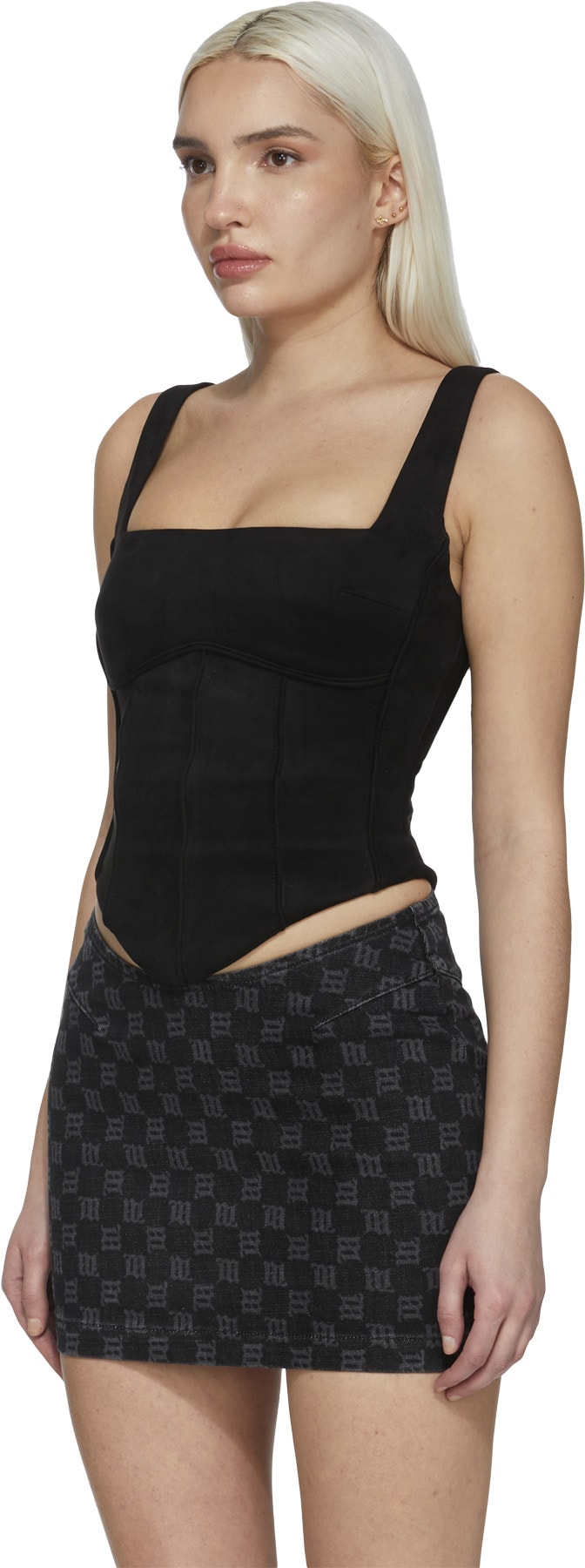 MISBHV: Noir Corset Lara en Suède Végétalien  Noir - 2
