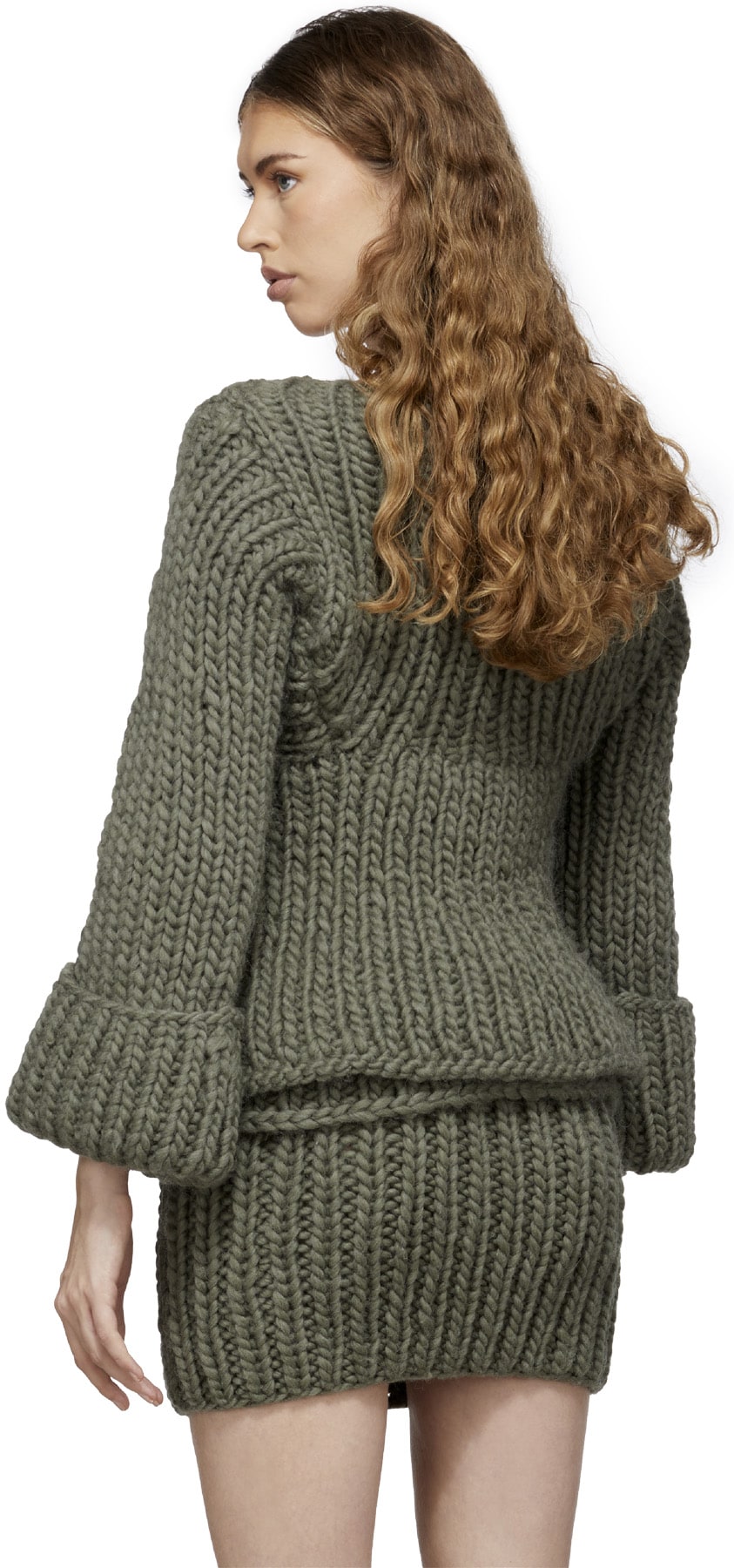 MISBHV: Vert Cardigan Court en Tricot Vert - 3