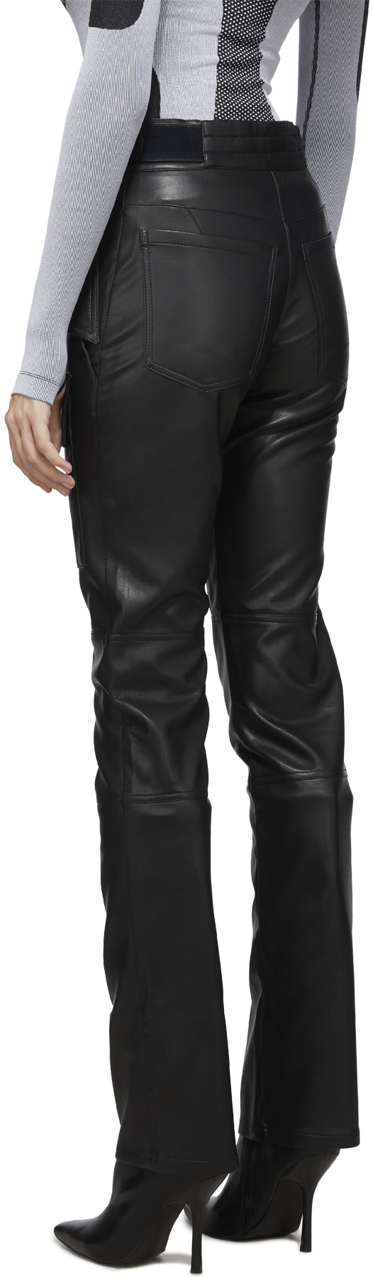 MISBHV: Noir Pantalon Moto en Cuir Vegan Noir - 3