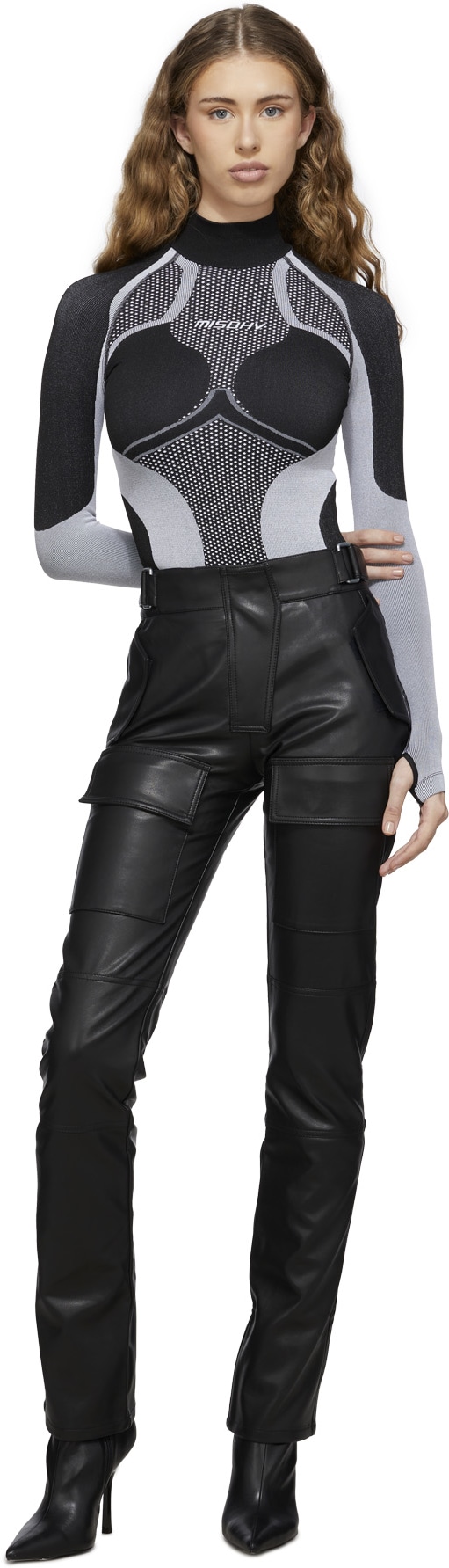 MISBHV: Noir Pantalon Moto en Cuir Vegan Noir - 4