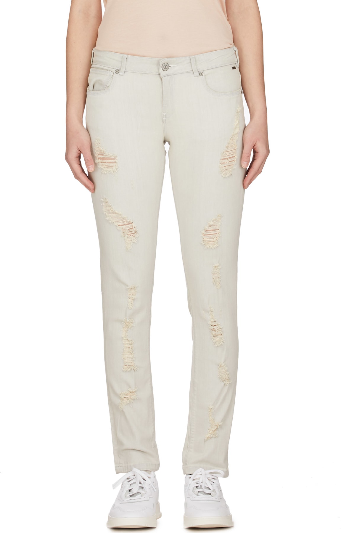 Maison Scotch: White Straight Leg Rip Jeans - 1