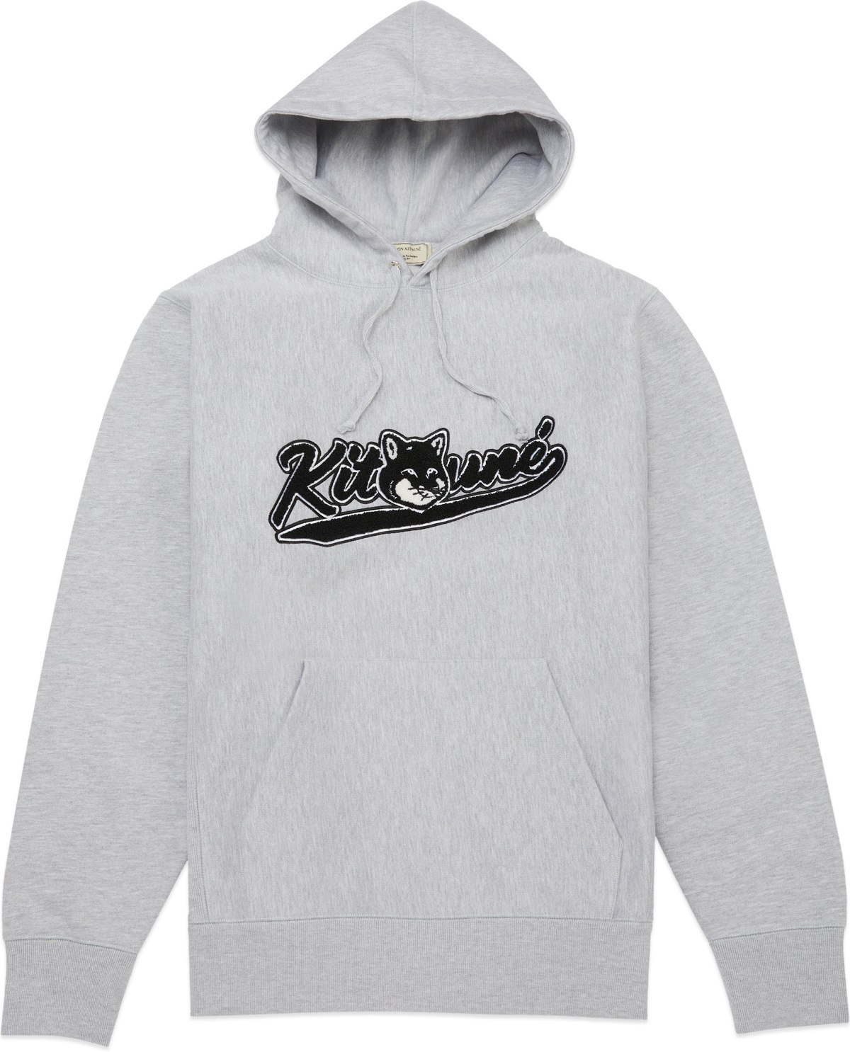 Maison Kitsuné: Grey Varsity Fox Hoodie - 1