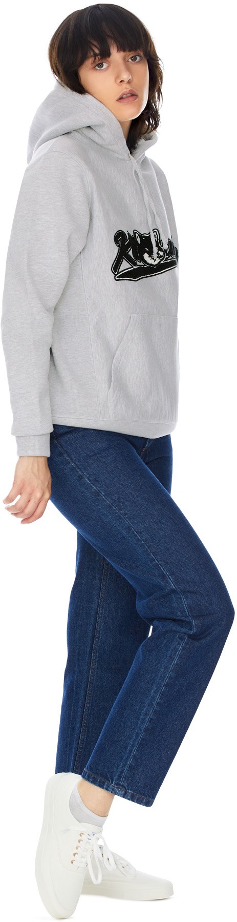Maison Kitsuné: Grey Varsity Fox Hoodie - 4