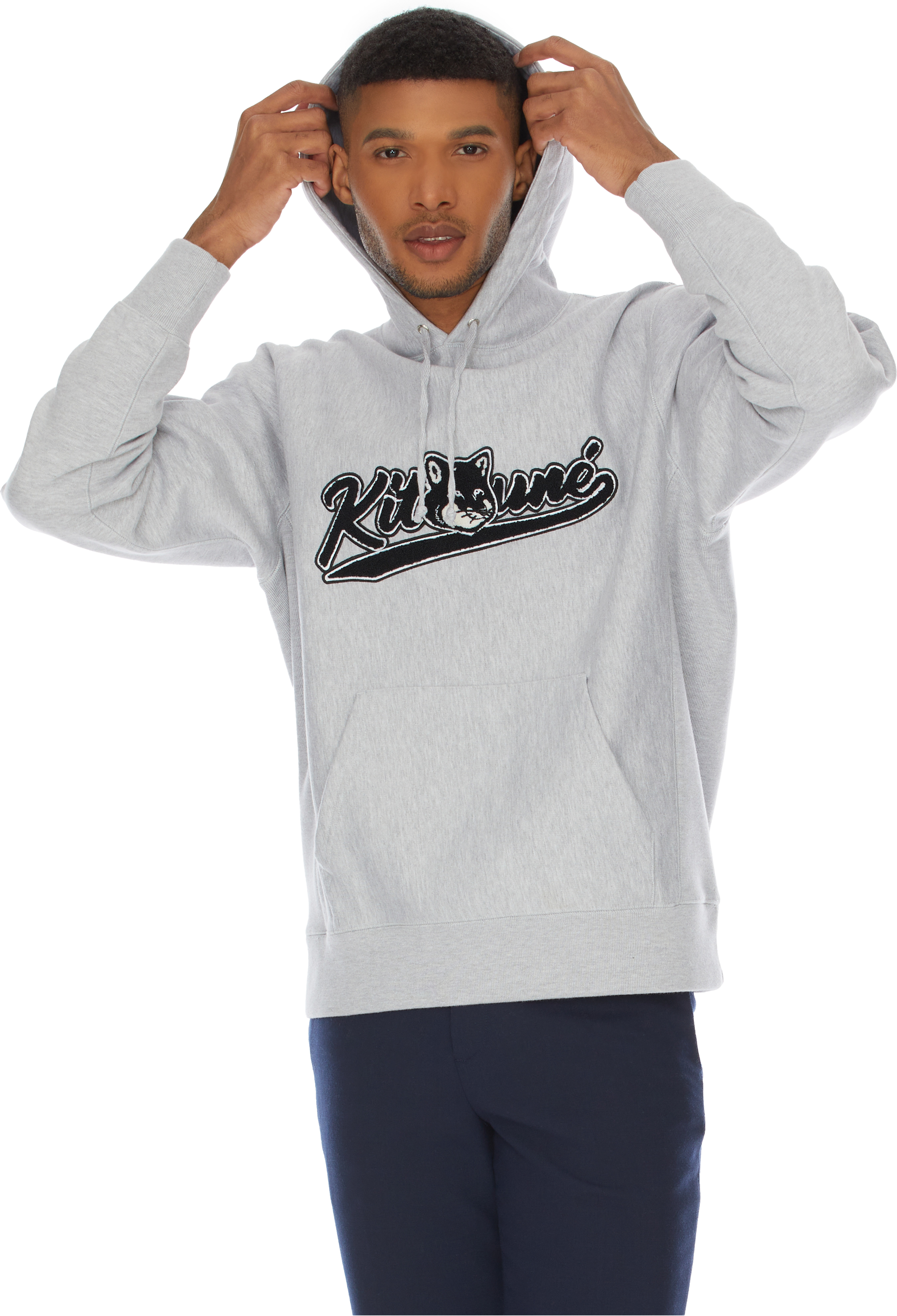 Maison Kitsuné: Grey Varsity Fox Hoodie - 3