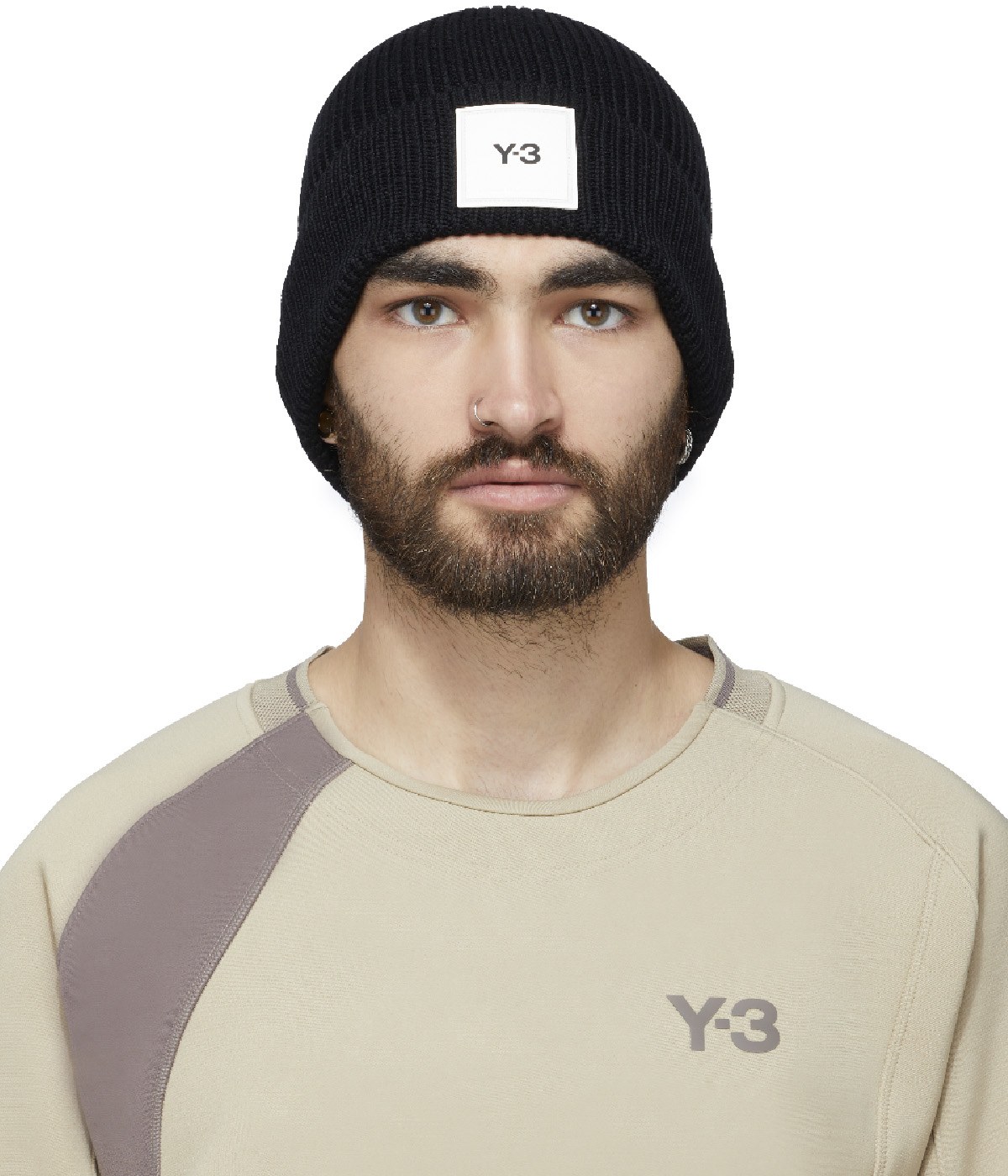 Y-3: Black Classic Beanie - 1