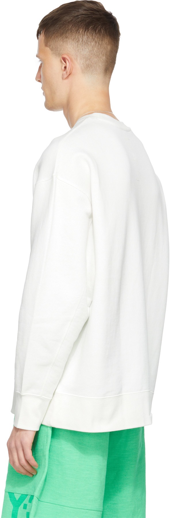Y-3: White Classic Chest Logo Crew Sweater - 3