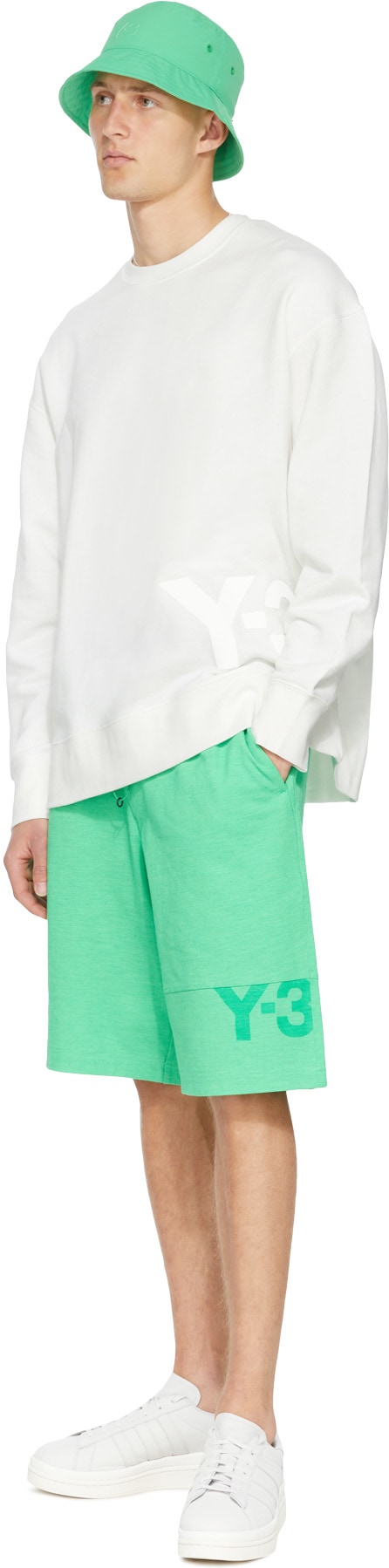 Y-3: Blanc Pull Classique Chest Logo Blanc - 4