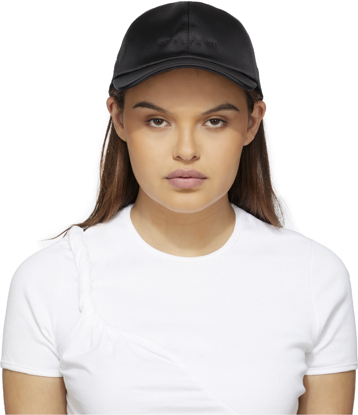 1017 ALYX 9SM: Noir Casquette Logo en Satin Noir - 1